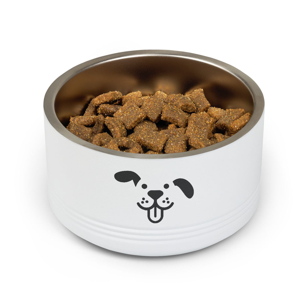 Cute Dog Face Stainless Steel Pet Bowl — 18 oz Cute Minimalist Dog Food & Water Dish