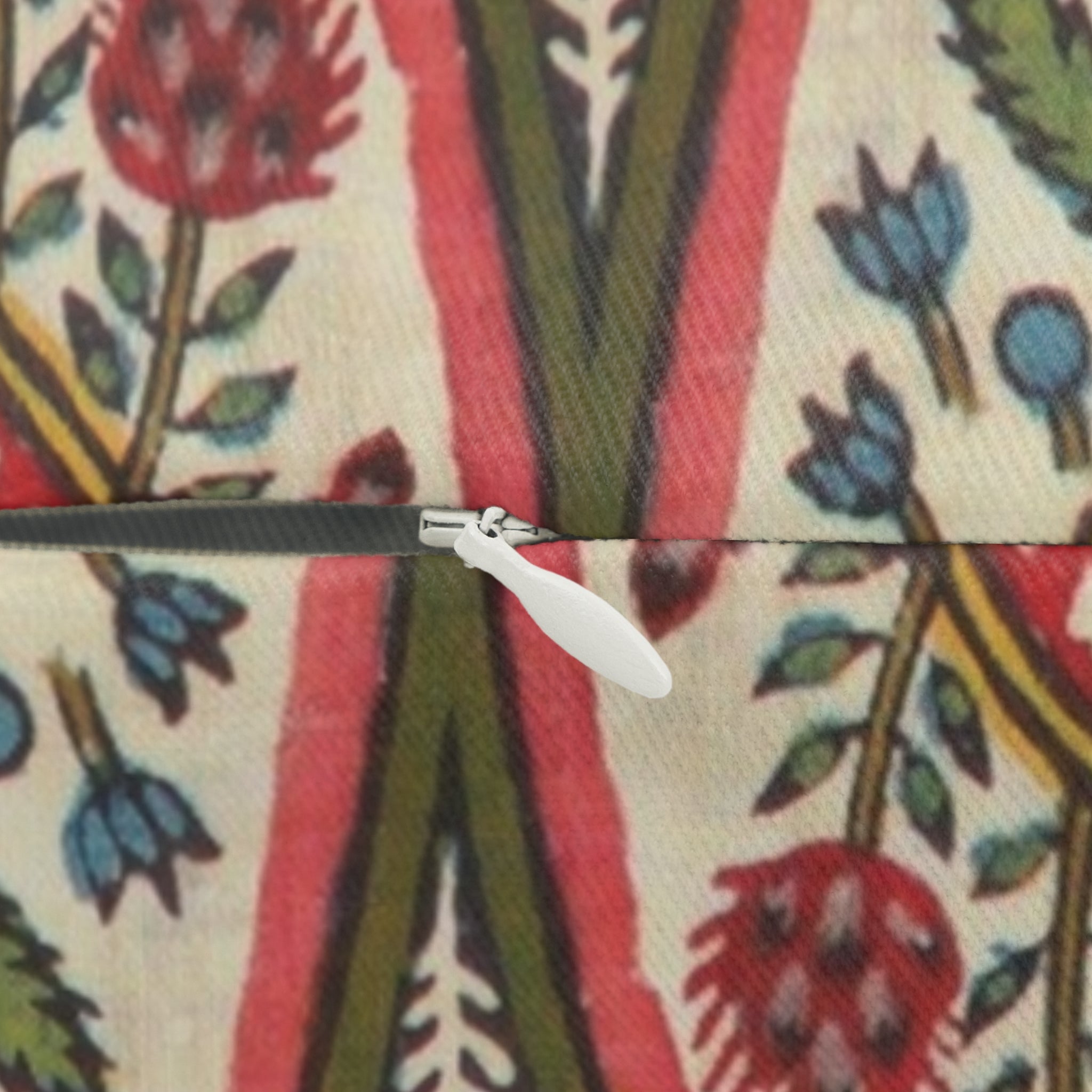 Bohemian Floral Lumbar Pillow — Pink & Olive Patterned Decorative Accent