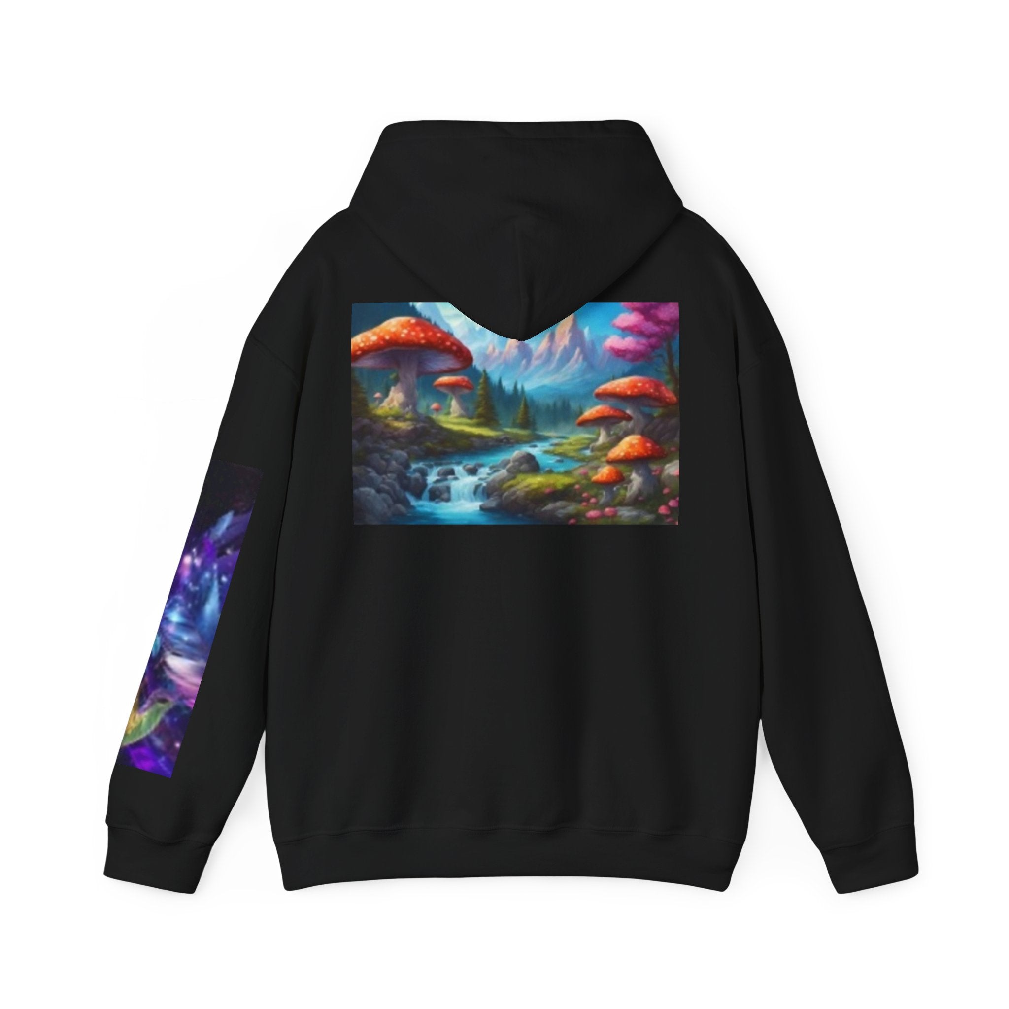 Fantasy Mushroom Landscape Hoodie — Psychedelic Forest Art Pullover