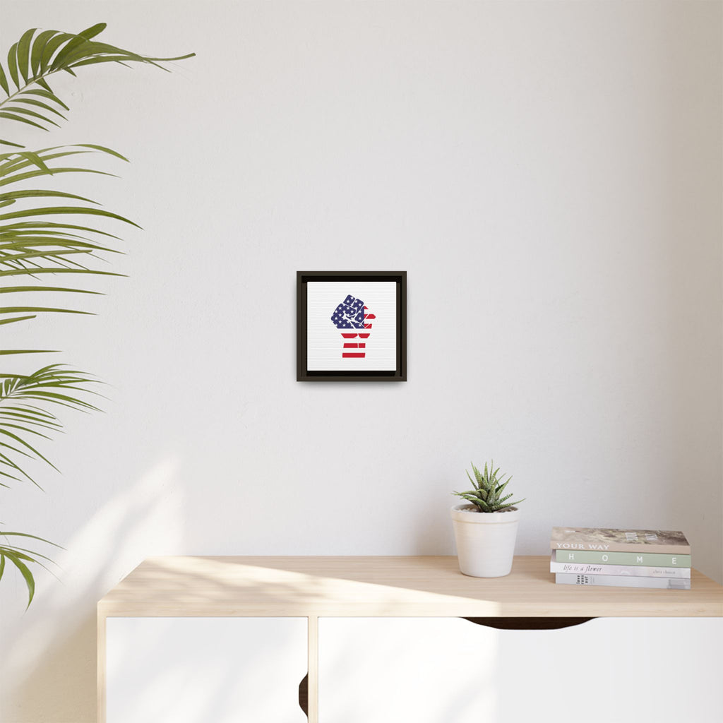Framed Canvas Print – American Flag Fist Wall Art