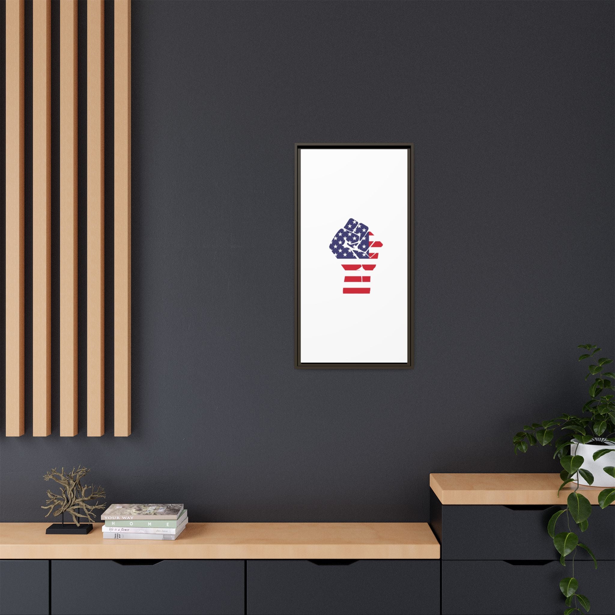 Framed Canvas Print – American Flag Fist Wall Art