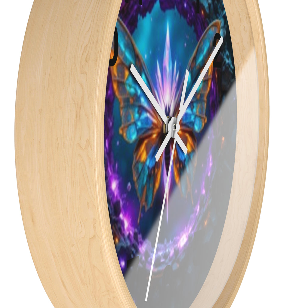 Mystic Butterfly Wall Clock — Neon Fantasy Home Decor