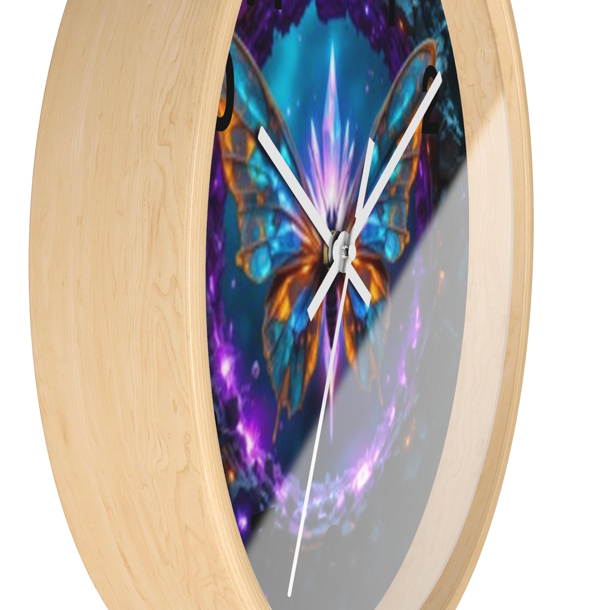 Mystic Butterfly Wall Clock — Neon Fantasy Home Decor