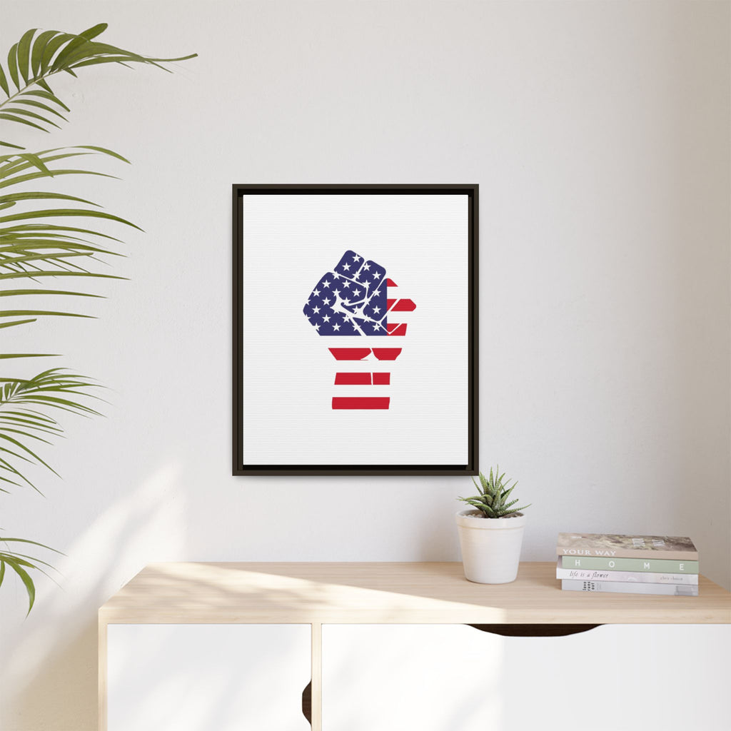Framed Canvas Print – American Flag Fist Wall Art