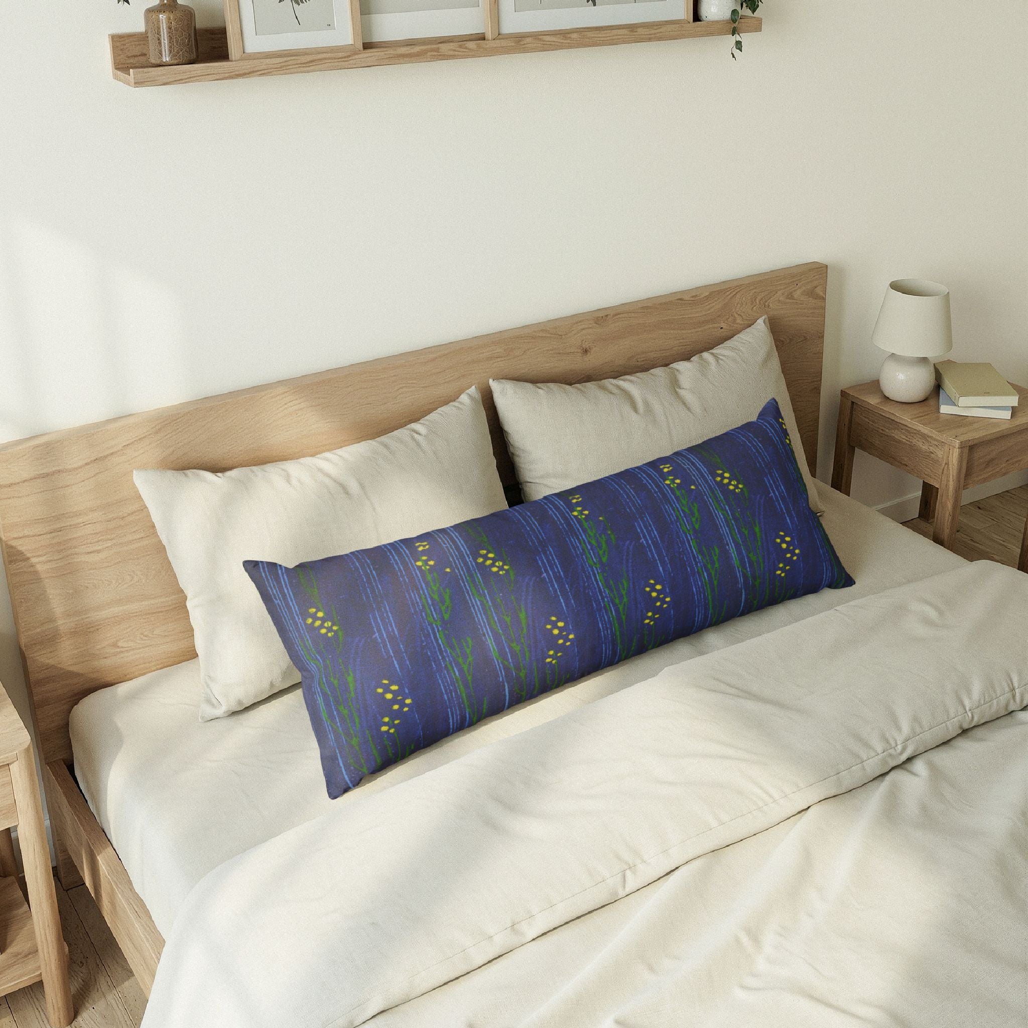 Botanical Blue Body Pillow — Long Floral Comfort Pillowcase