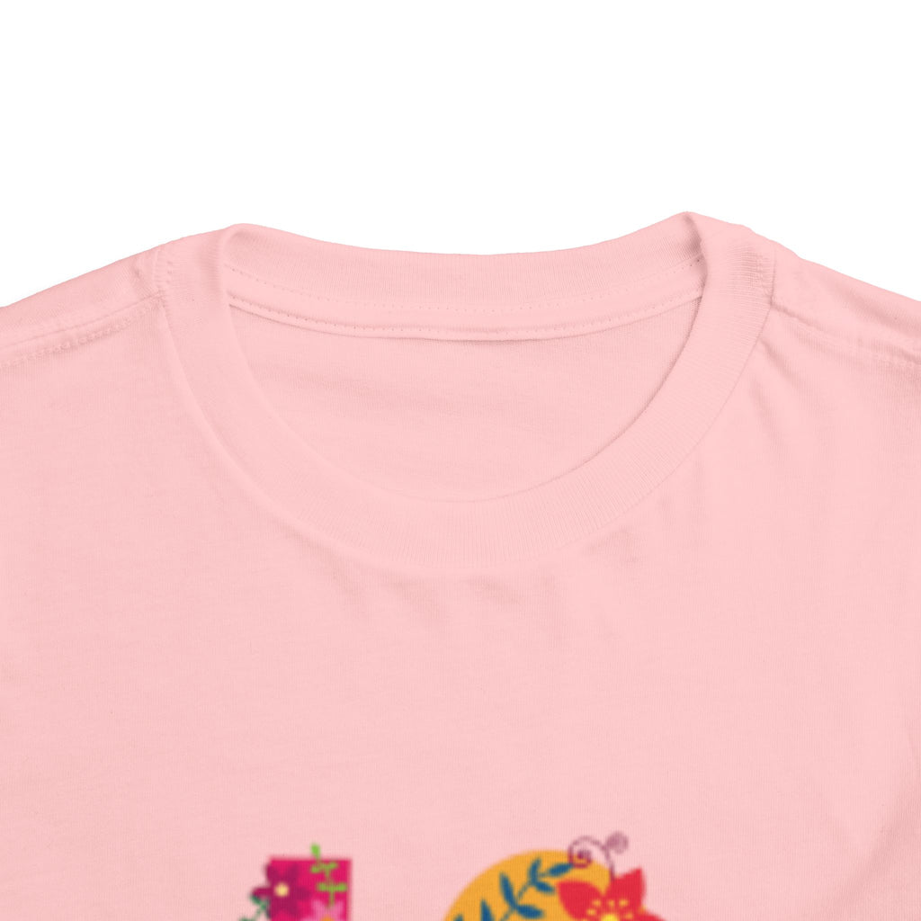 LOVE Floral Toddler T-shirt — Colorful Heart Handprint Kids Shirt