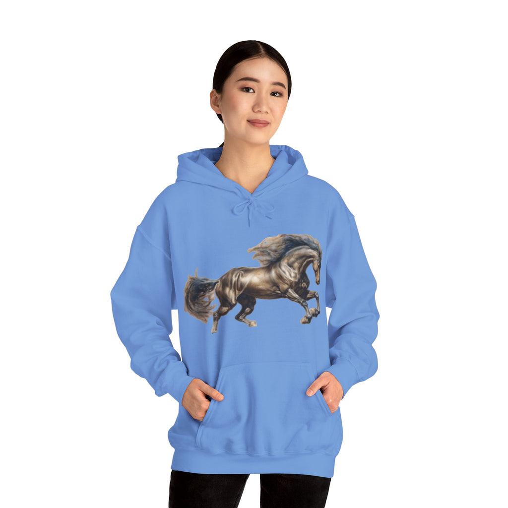 Galloping Stallion Hoodie – Realistic Bronze Horse Print