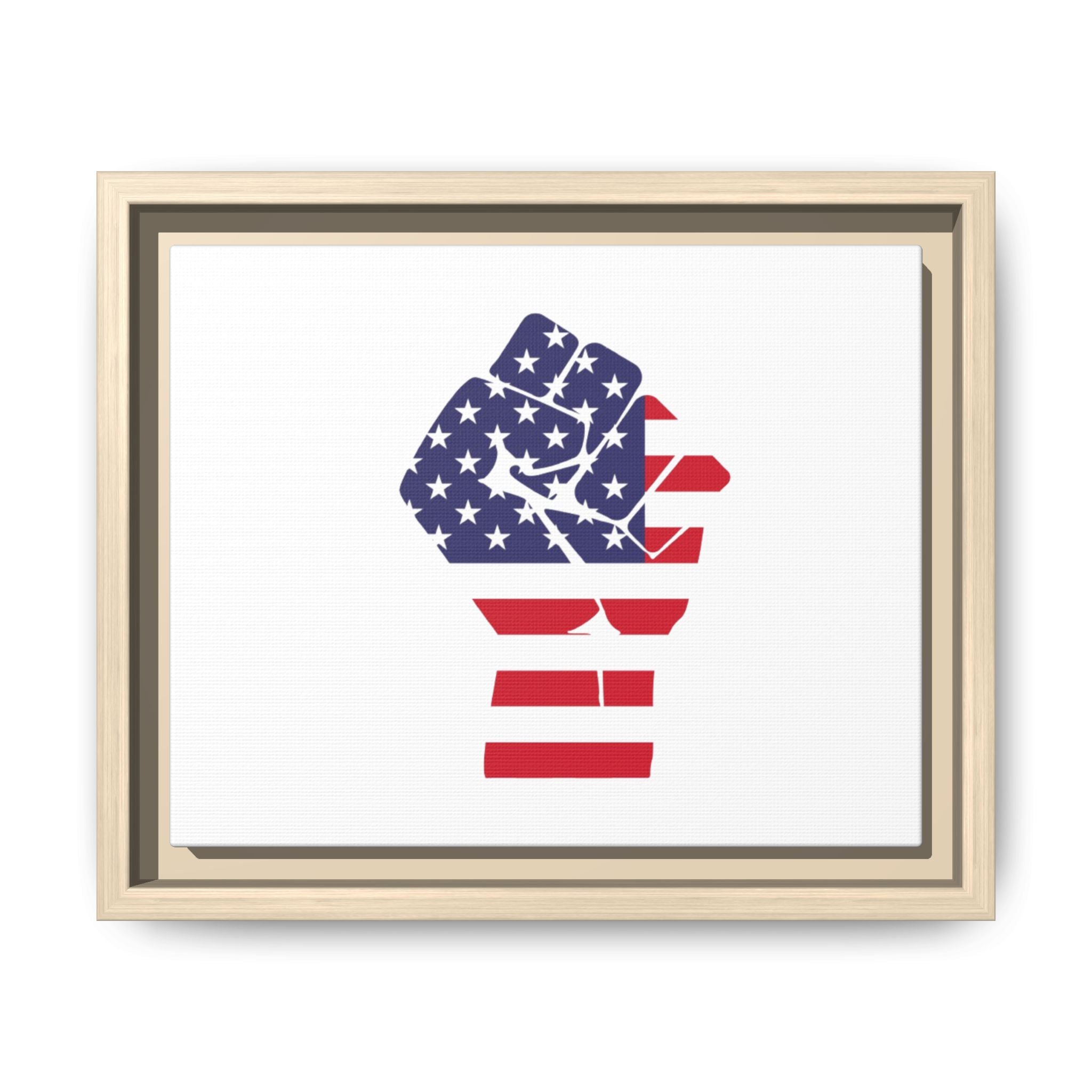 Framed Canvas Art – American Flag Fist Patriotic Wall Print