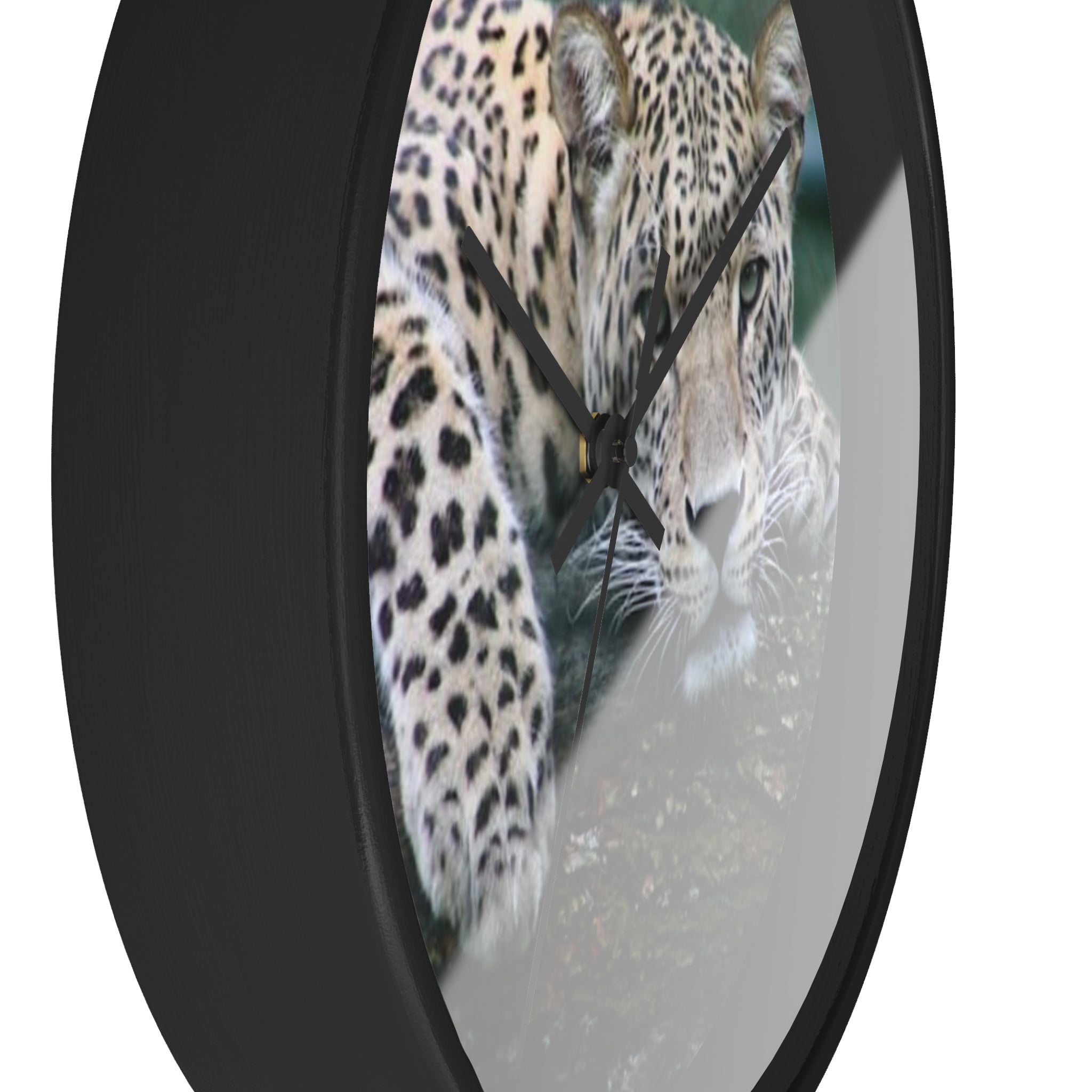 Leopard Wall Clock — Relaxed Wild Cat Photo Clock for Safari-Lodge Decor
