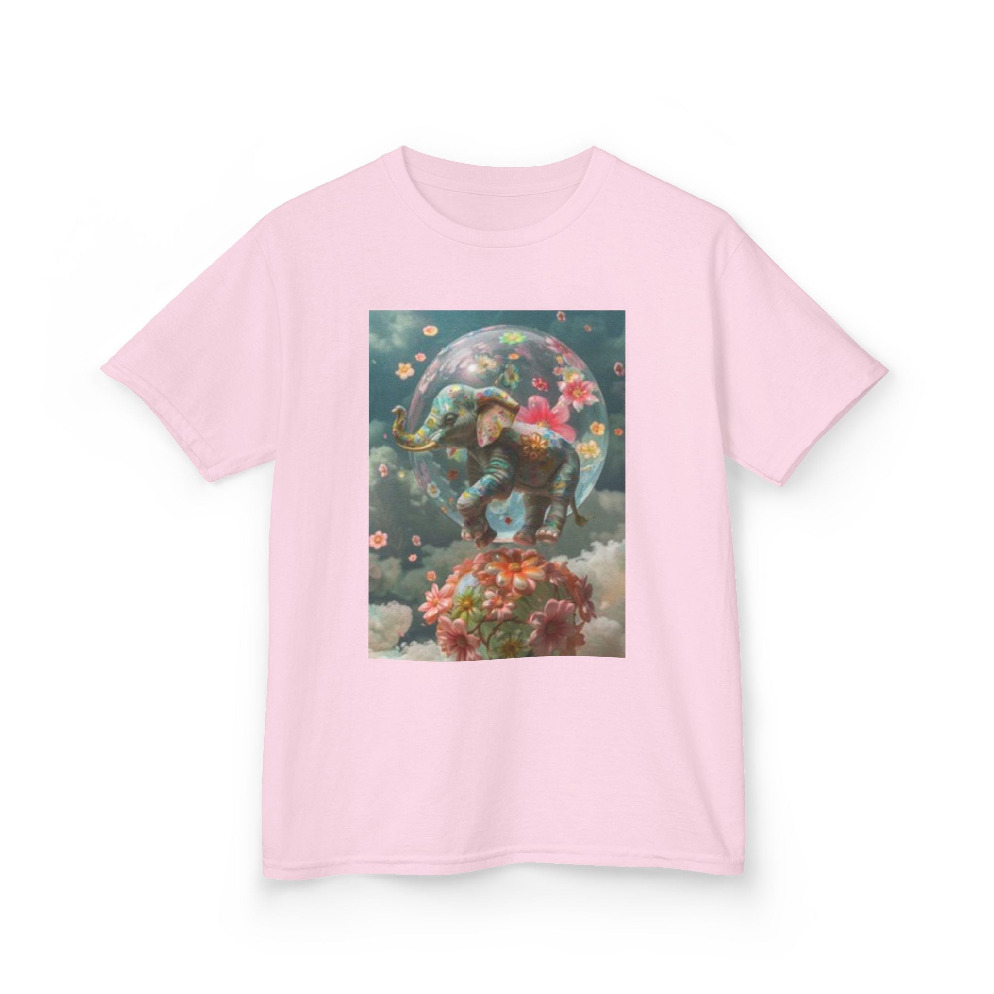 Kids Tee — Dreamy Floral Elephant Illustration