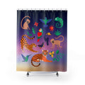 Tropical Jungle Animals Shower Curtain — Colorful Parrot, Tiger & Toucan Bathroom Decor