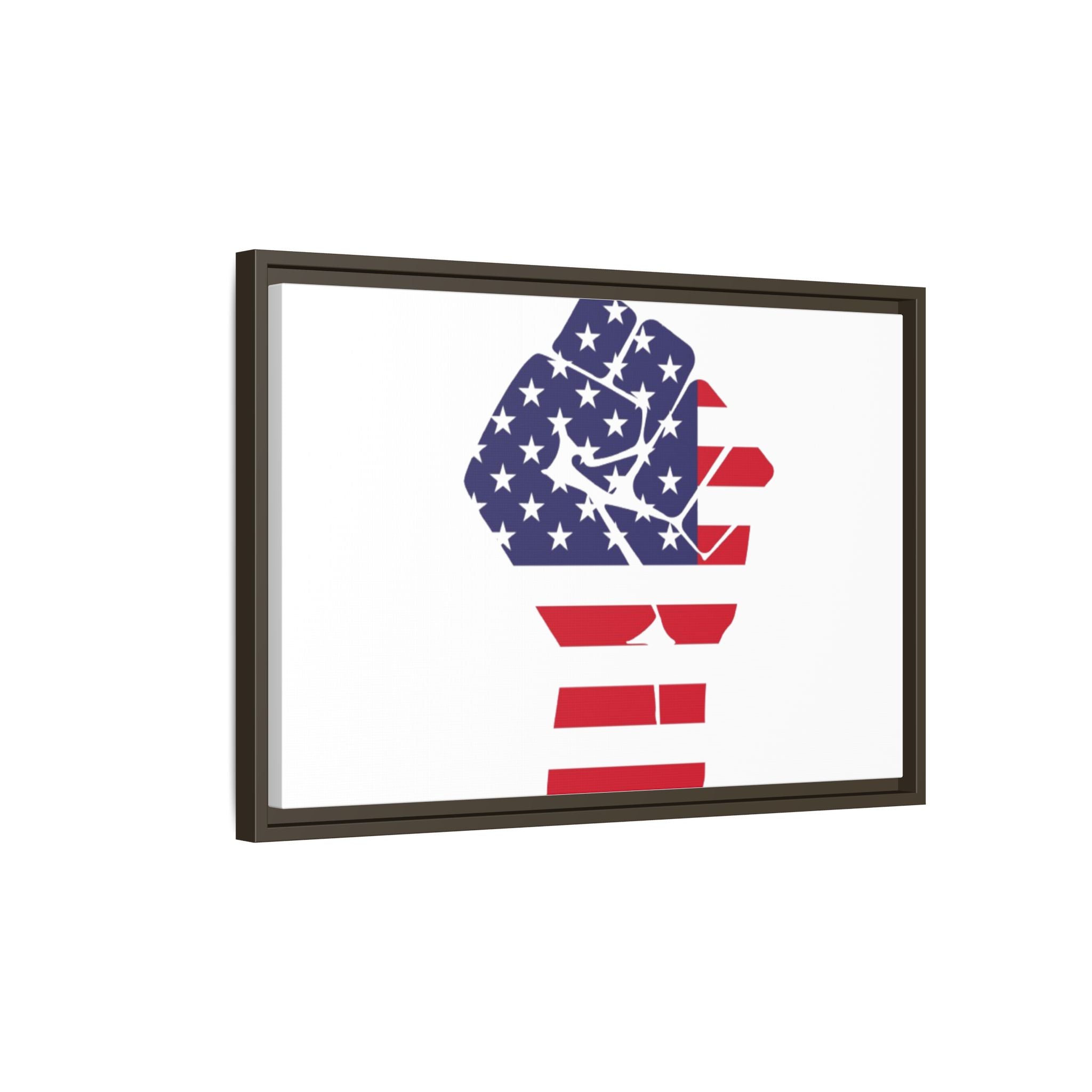 Framed Canvas Print – American Flag Fist Wall Art