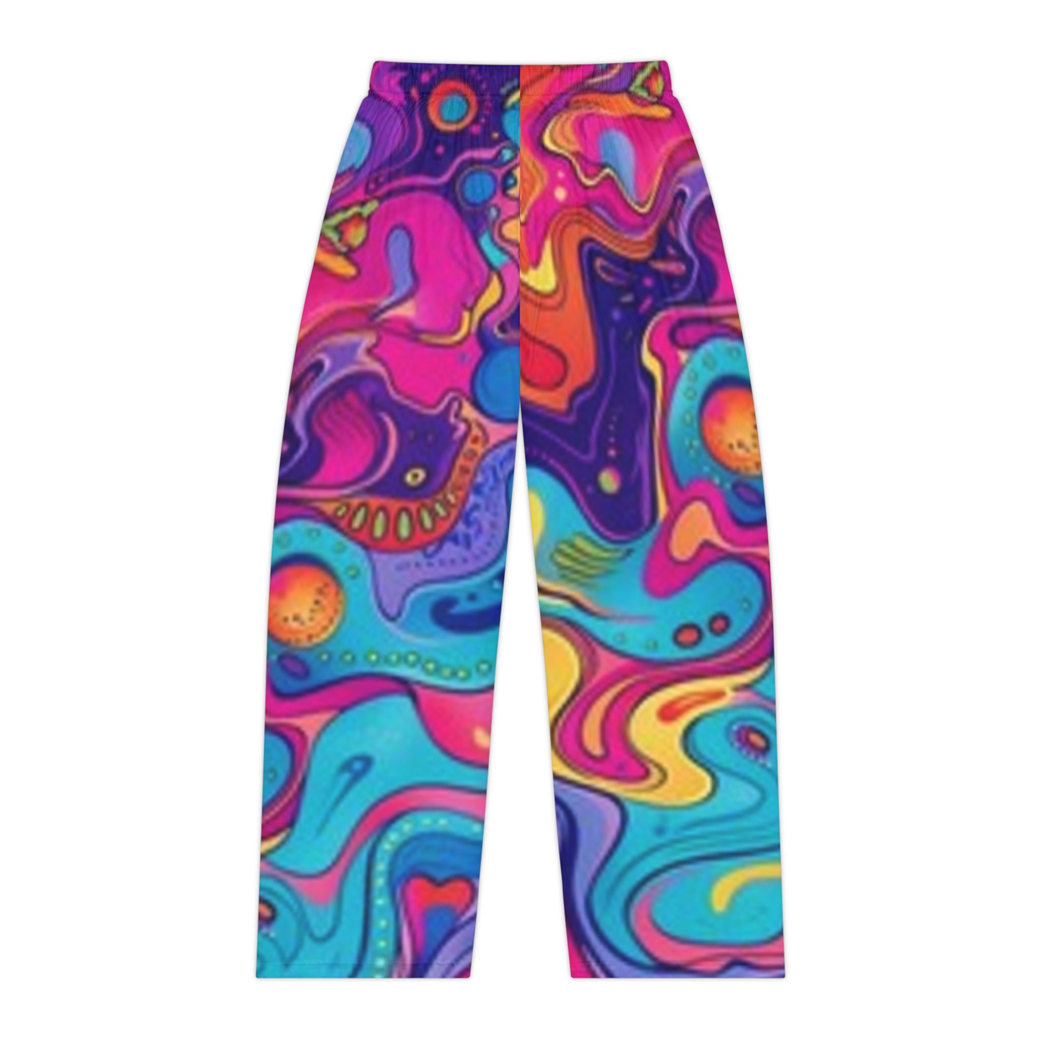 Psychedelic Swirl Women's Pajama Pants — Colorful Abstract Lounge Sleepwear