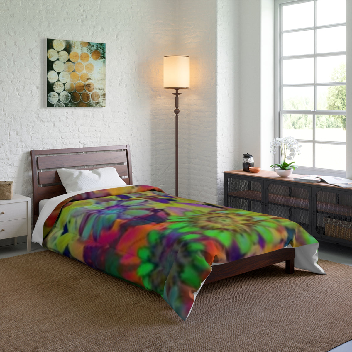 Psychedelic Floral Comforter – Vibrant Boho Flower Bedding