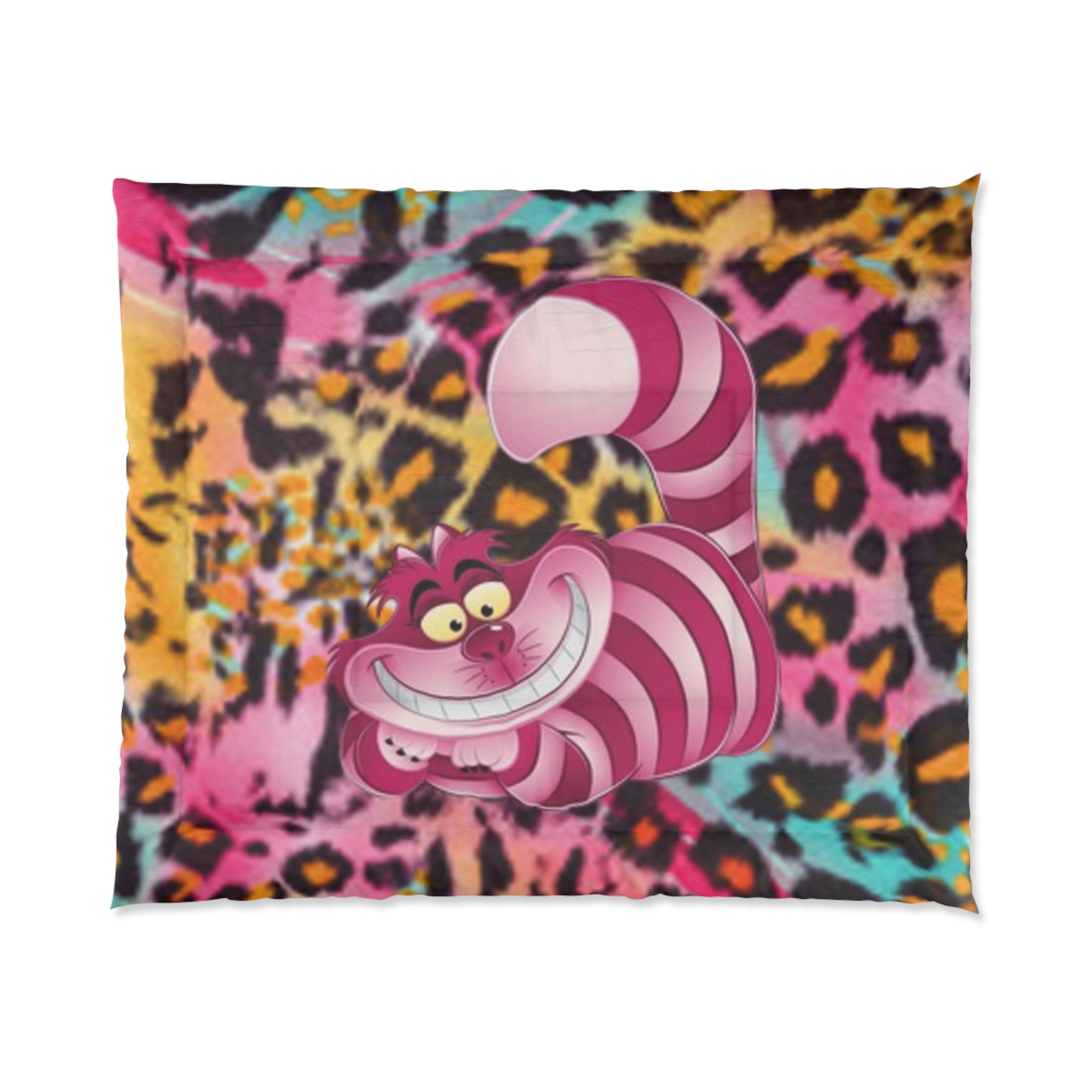 Cheshire Cat Leopard Print Comforter — Colorful Tie-Dye Animal Bedding