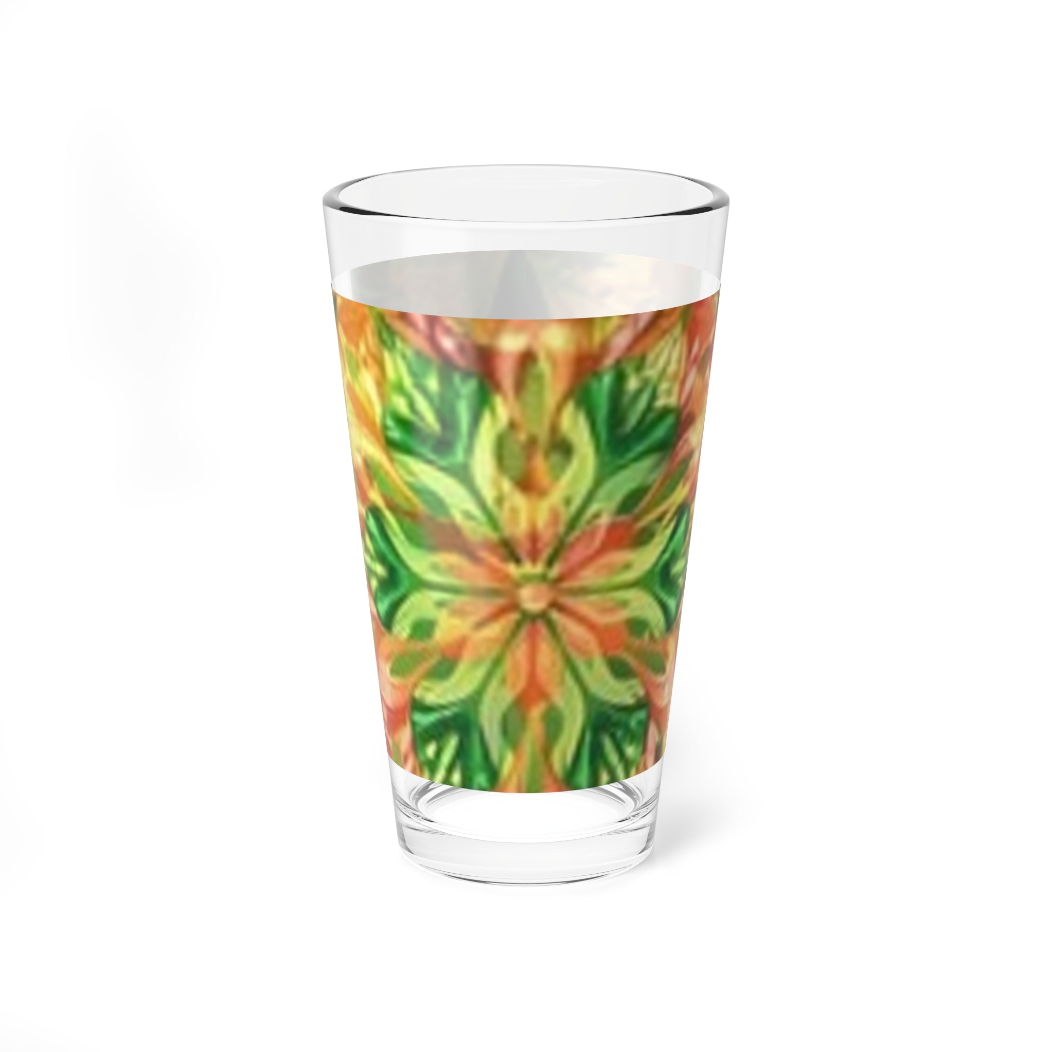 16oz Floral Kaleidoscope Mixing Glass – Vibrant Botanical Cocktail Pint