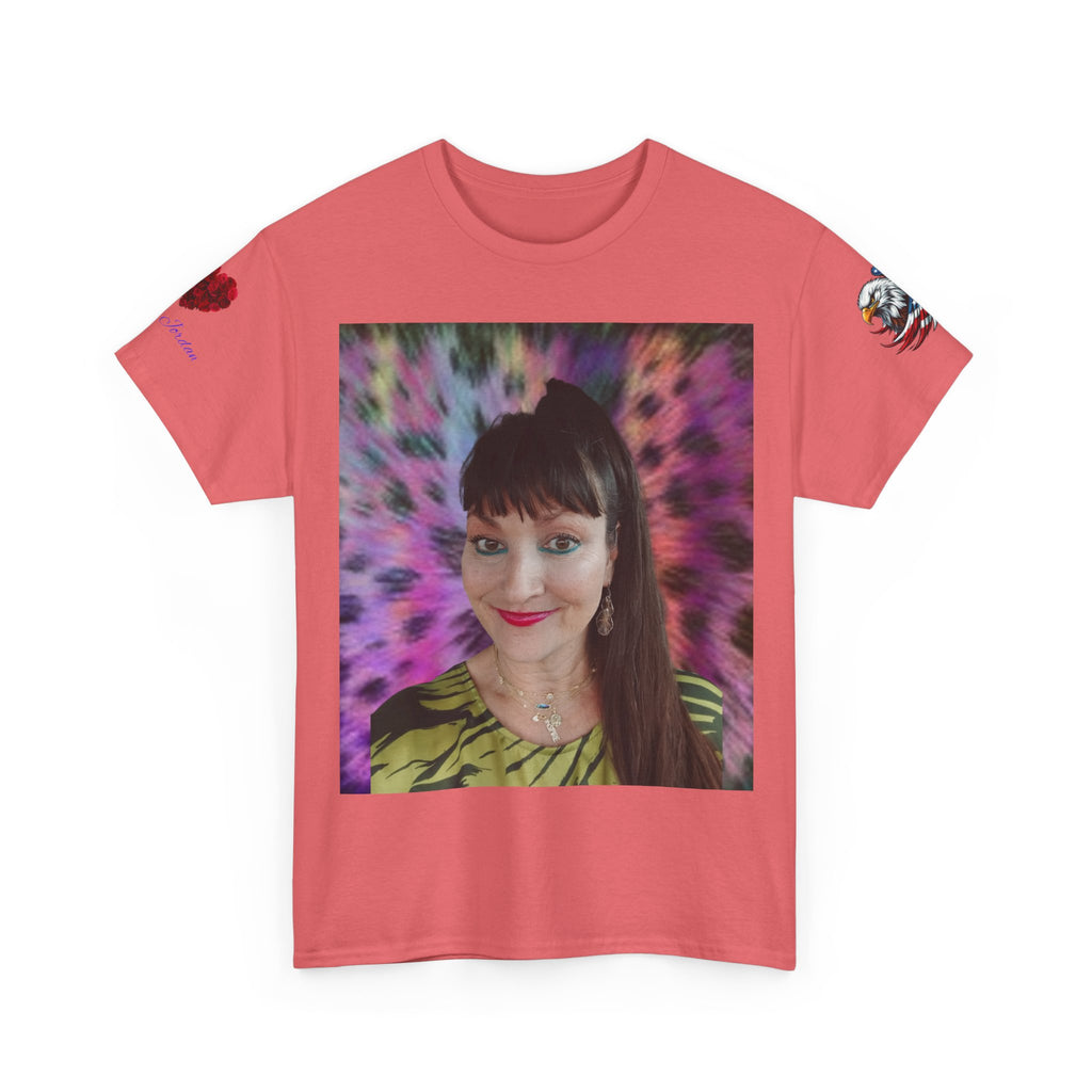 Mary Jordan Colorful Animal Print Patriotic Heart T-shirt