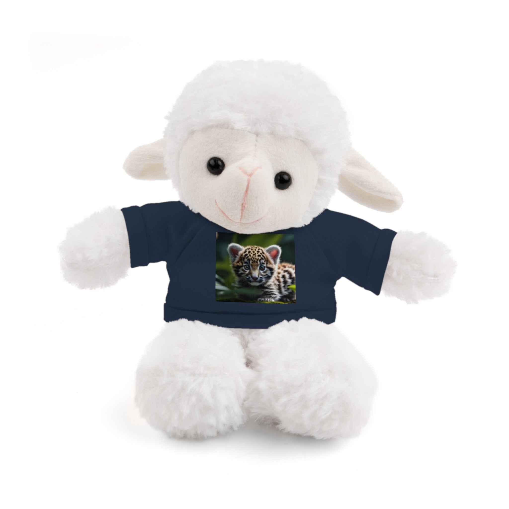Plush Teddy Bear with Leopard Cub Tee — Cute Animal Gift for Kids & Wildlife Lovers