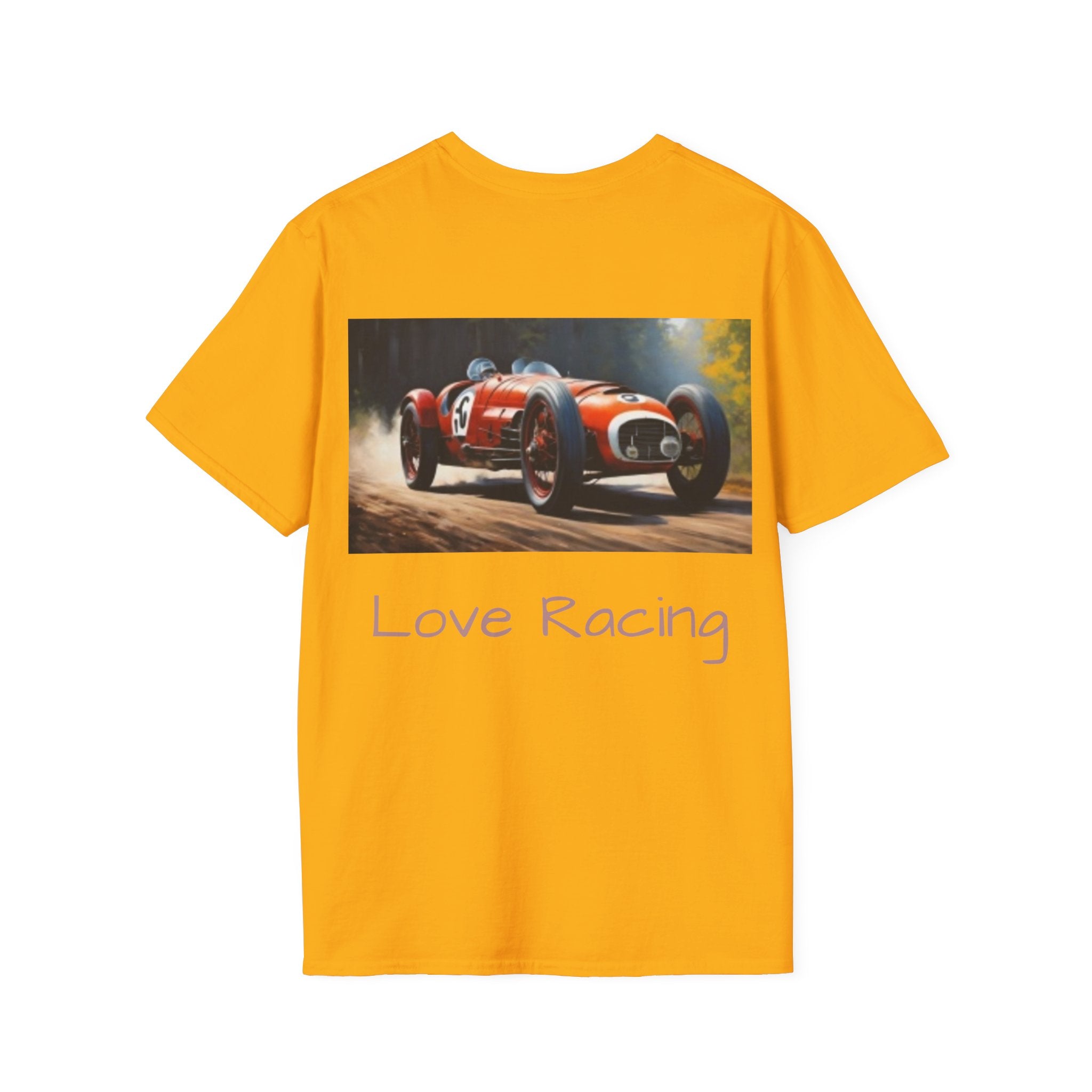 Racing Car Love Racing Patriotic Starburst Pocket T-Shirt – Blue Stars Chest Print