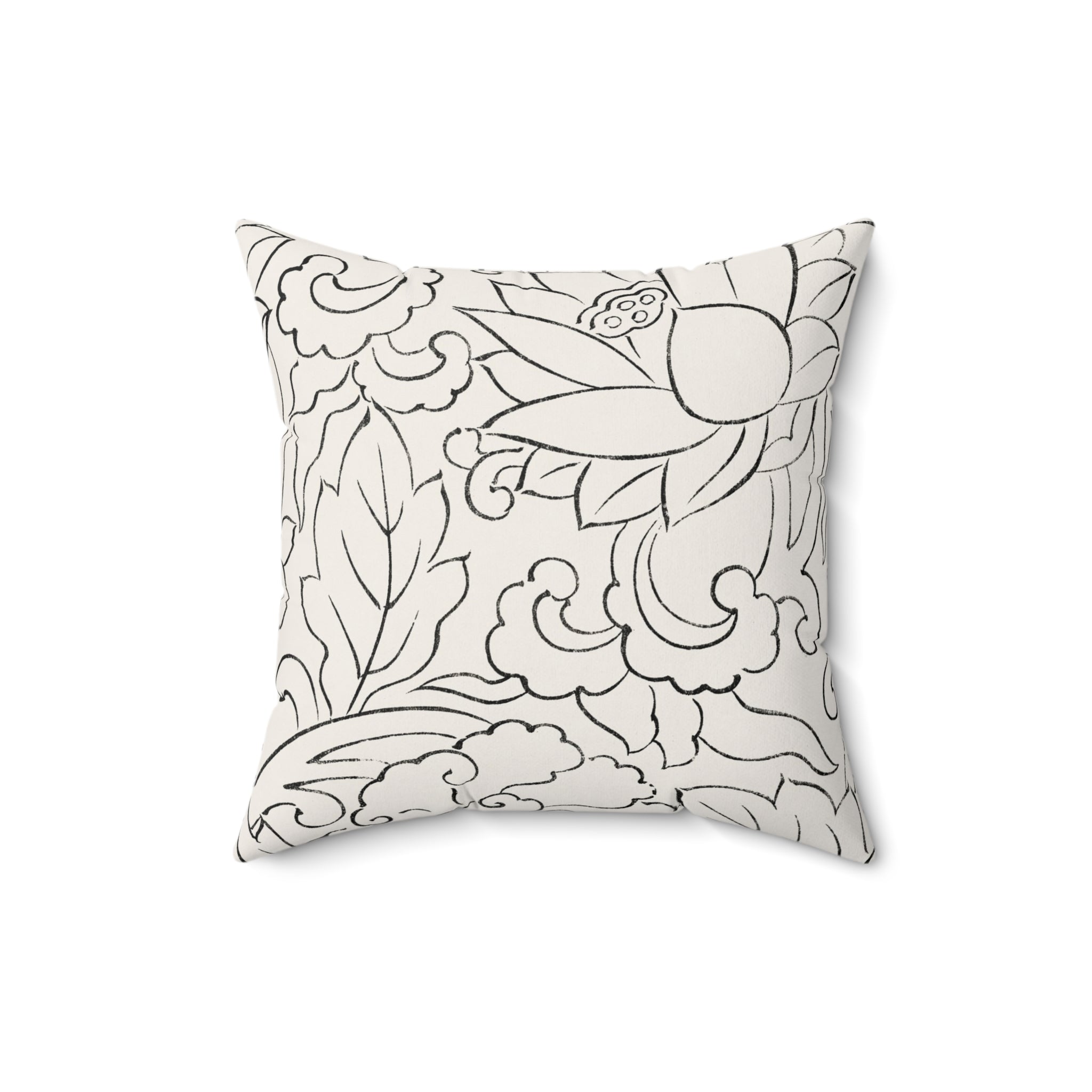 Decorative Square Pillow — Floral Outline & Vibrant Leopard Purple Green Patterns