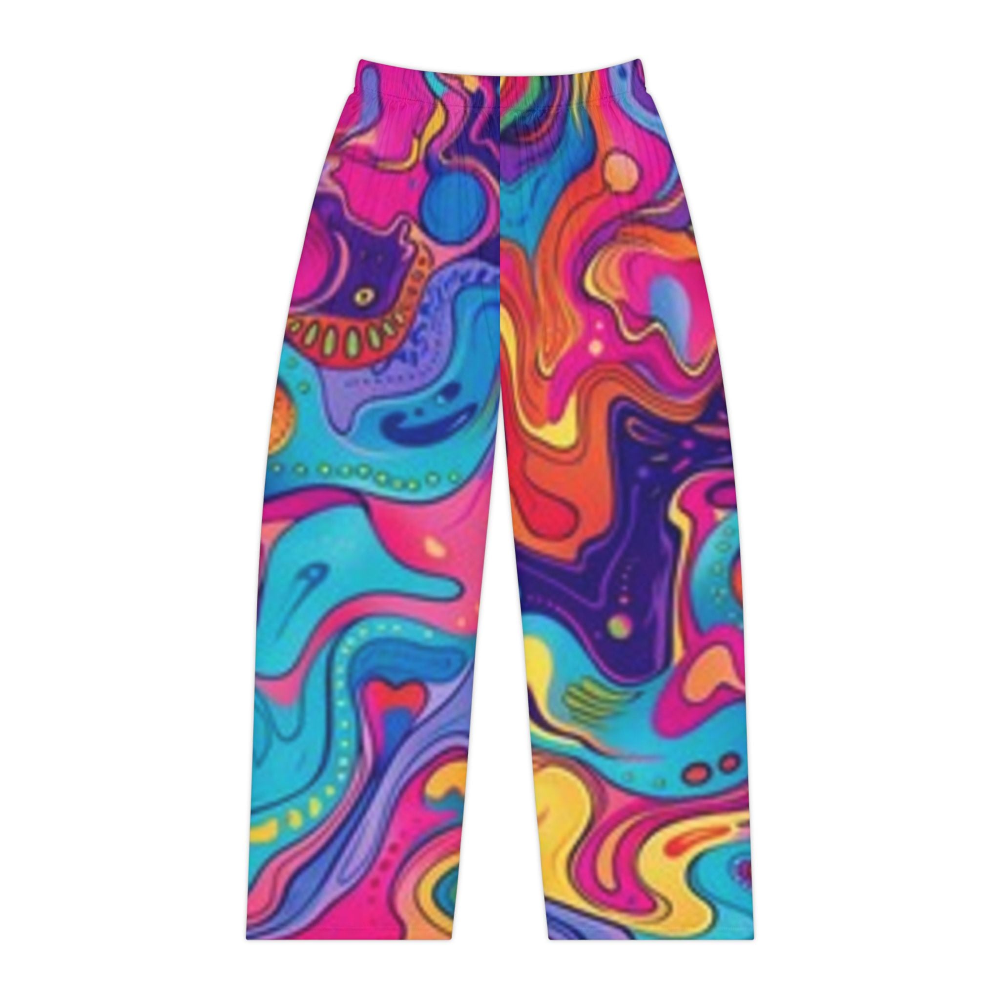Psychedelic Swirl Women's Pajama Pants — Colorful Abstract Lounge Sleepwear