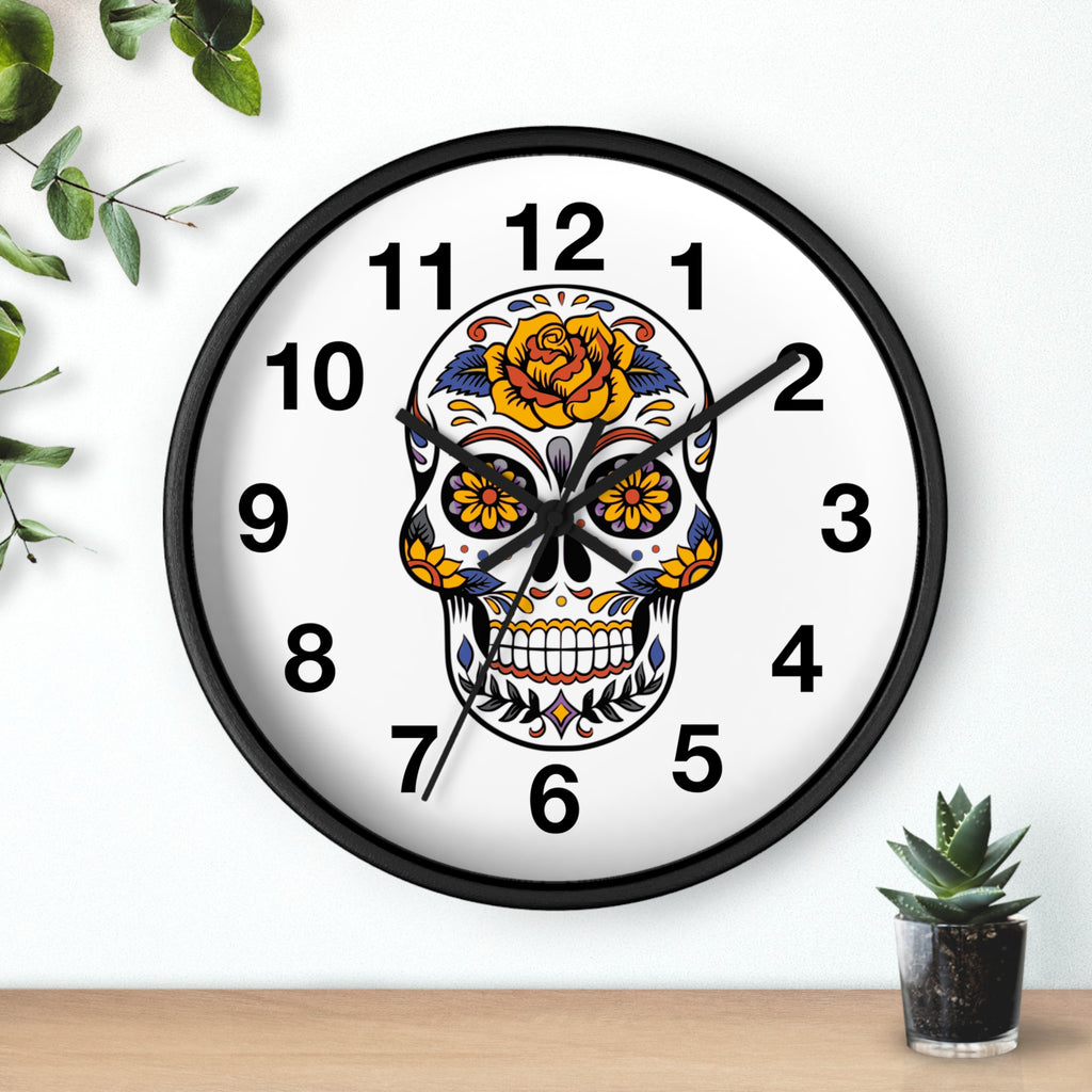 Sugar Skull Wall Clock — Colorful Day of the Dead Decorative Clock