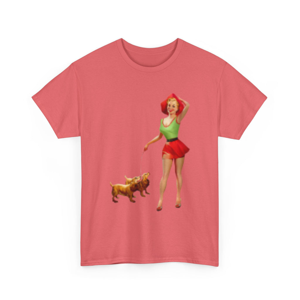 Pin-Up Girl with Terrier & Fast Car Graphic T-shirt — Retro 1950's Vintage Style T-Shirt