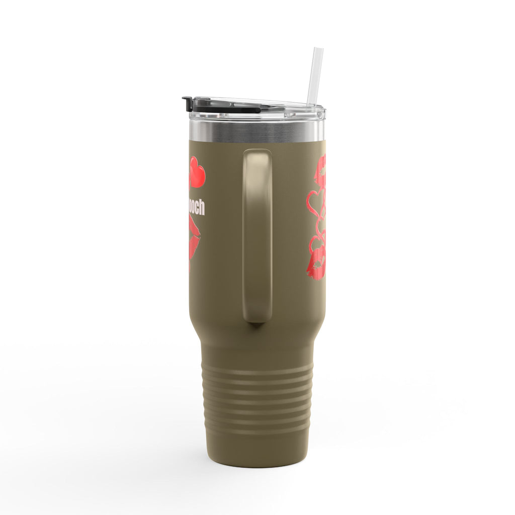 40oz Insulated Travel Mug with Heart Let's Smooch  – Large Tumbler for Coffee & Cold Drinks