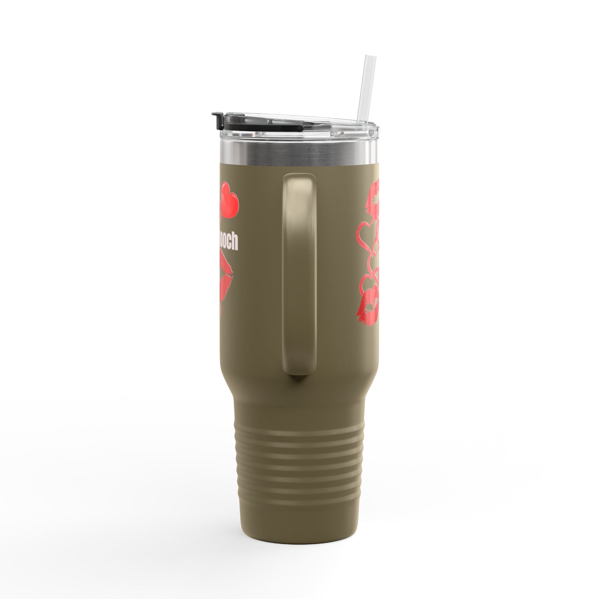 40oz Insulated Travel Mug with Heart Let's Smooch  – Large Tumbler for Coffee & Cold Drinks