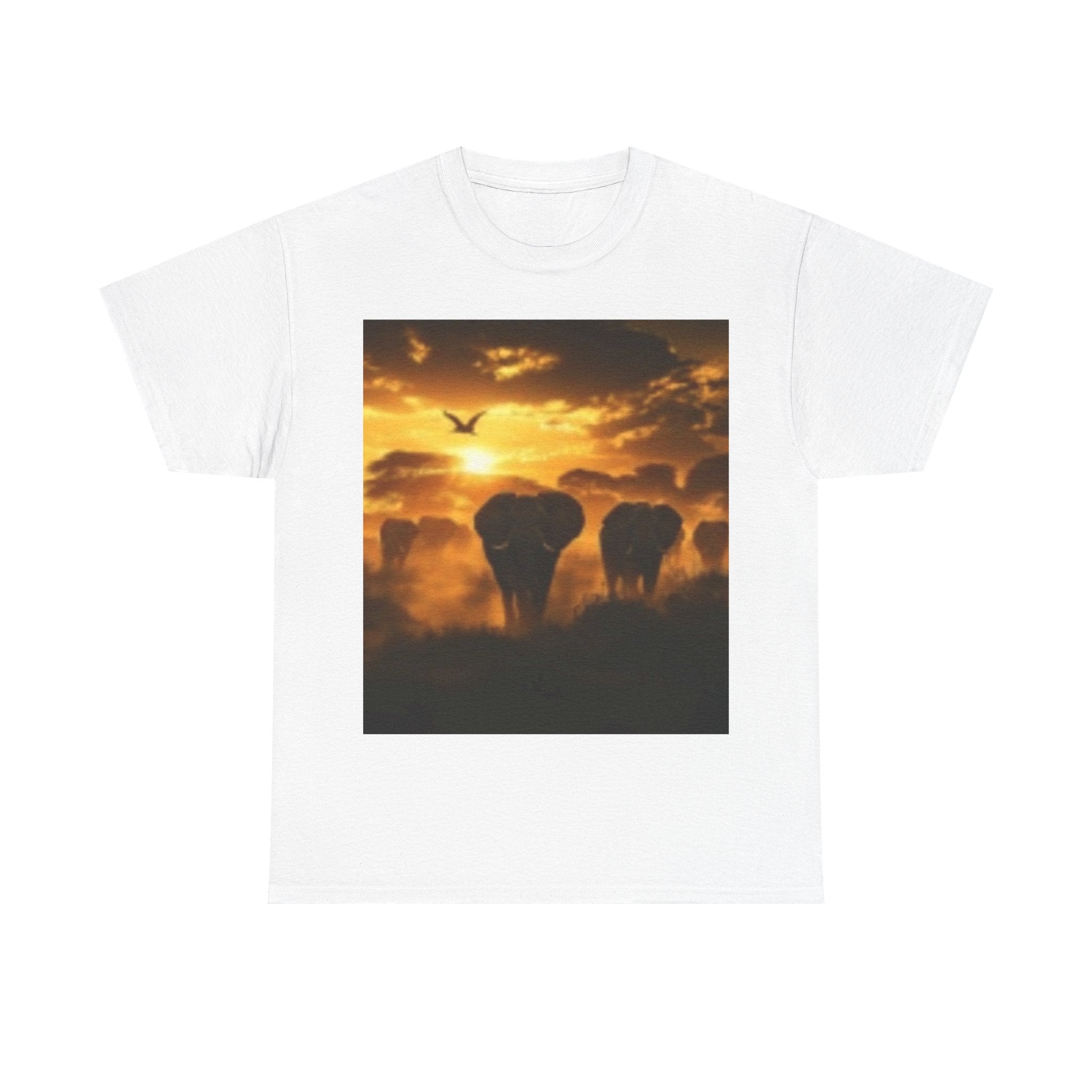 Elephant Sunset T-Shirt — African Safari Sunset Graphic Tee