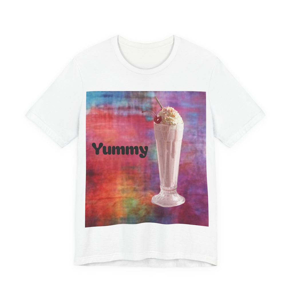 Yummy Strawberry Milkshake Tee - Retro Colorful Ice Cream Soda Graphic T-Shirt