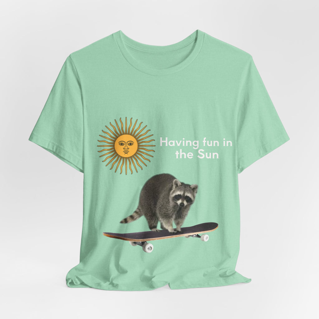 Raccoon Riding Skateboard T-Shirt — Cute Skate & Wildlife Graphic Tee