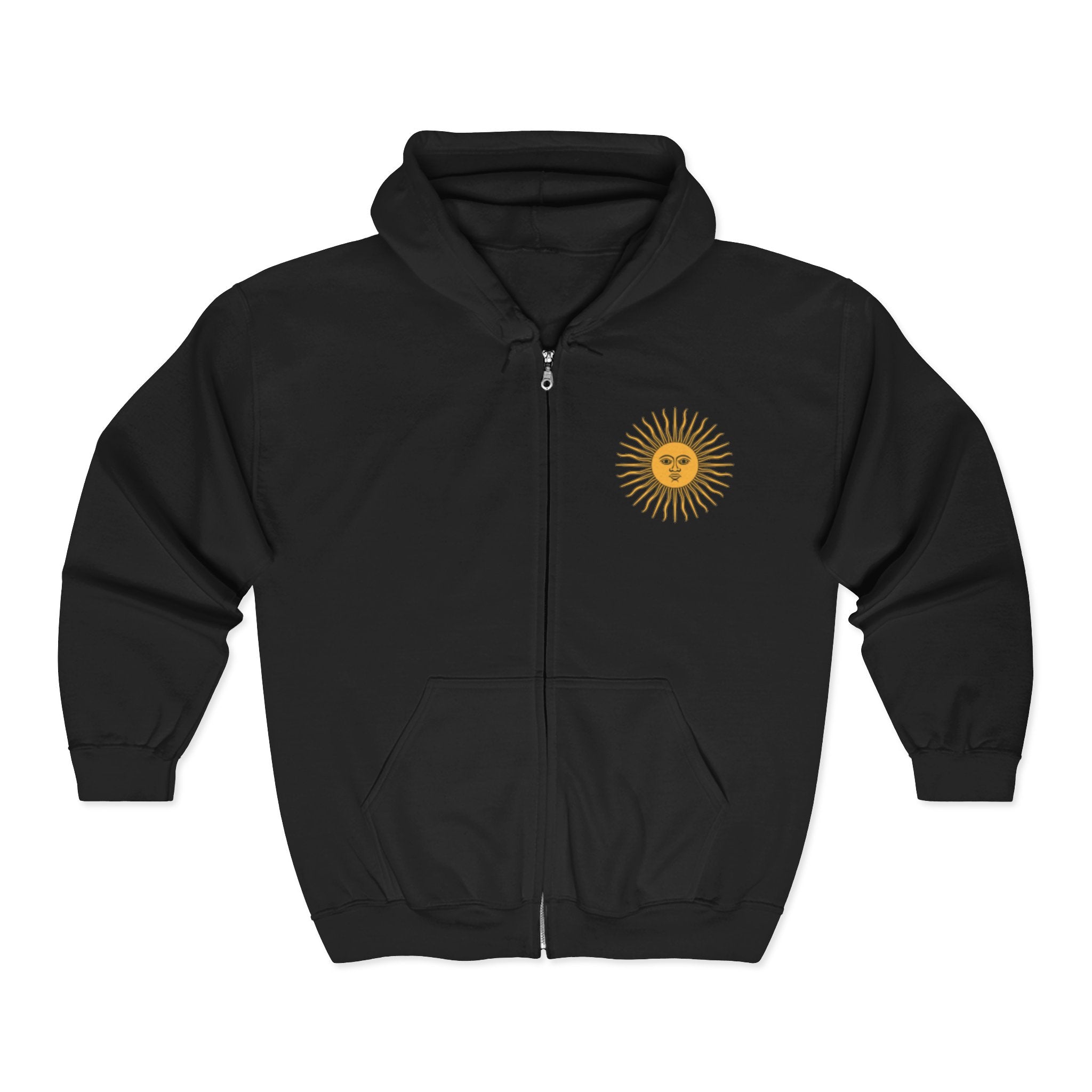 Sweat à capuche zippé Sun Emblem avec imprimé araignée gothique au dos