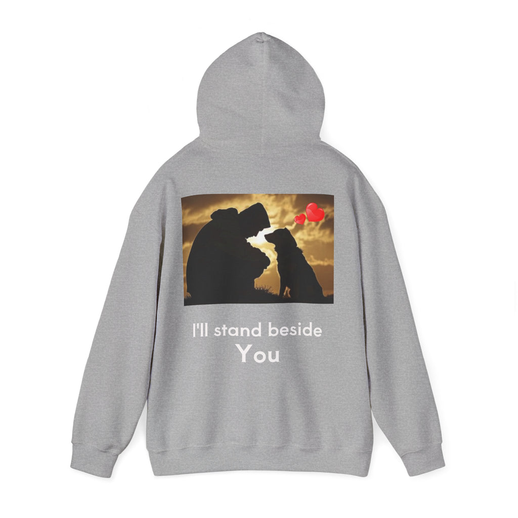 Hoodie — I'll stand beside You Silhouette of Person & Dog at Sunset Graphic Back Print
