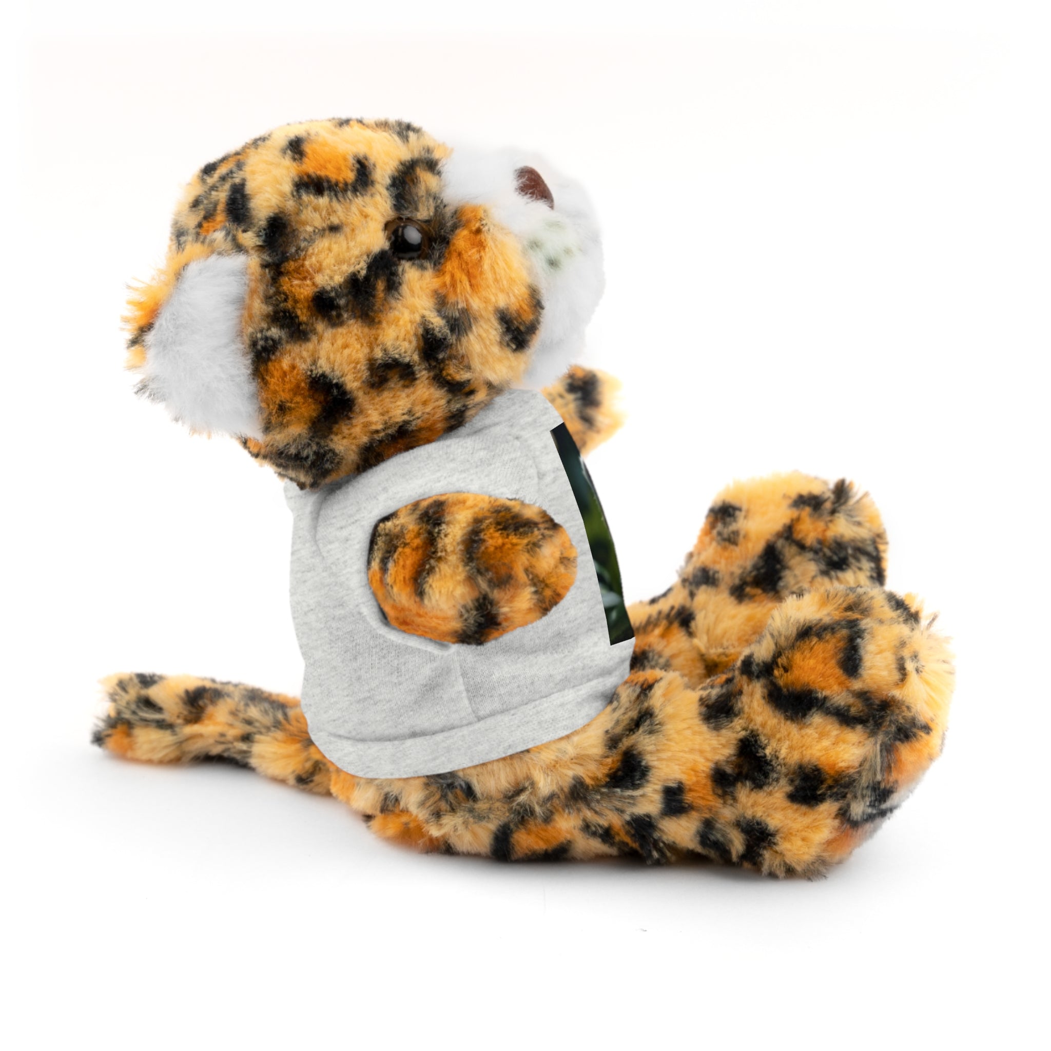 Plush Teddy Bear with Leopard Cub Tee — Cute Animal Gift for Kids & Wildlife Lovers