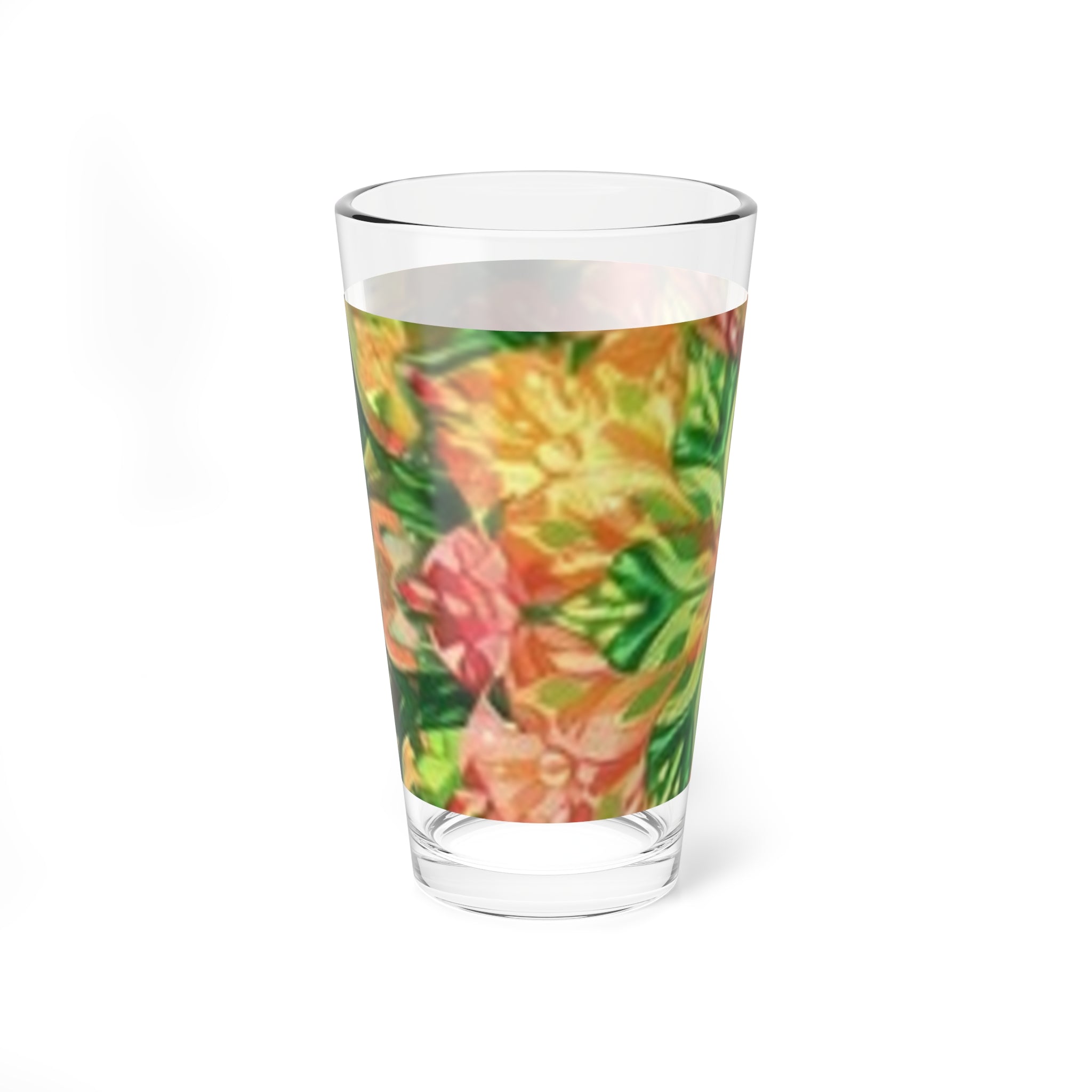 16oz Floral Kaleidoscope Mixing Glass – Vibrant Botanical Cocktail Pint