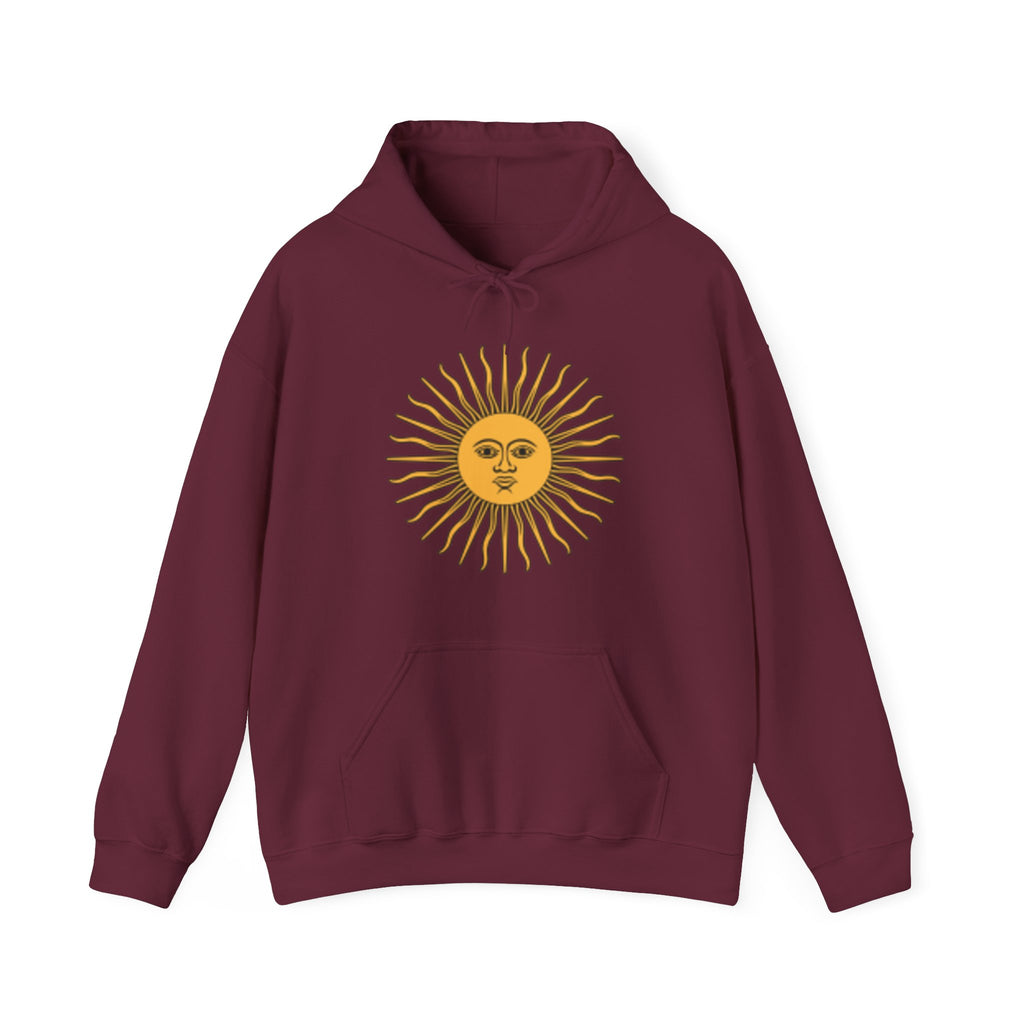 Sunface & Galloping Horses Hoodie — Boho Celestial Horse Art Sweatshirt
