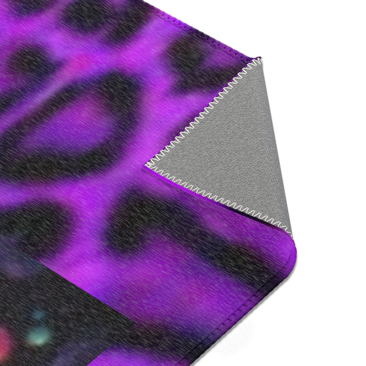 Purple Leopard Moon Black Cat Area Rug — Mystic Animal Print Home Décor