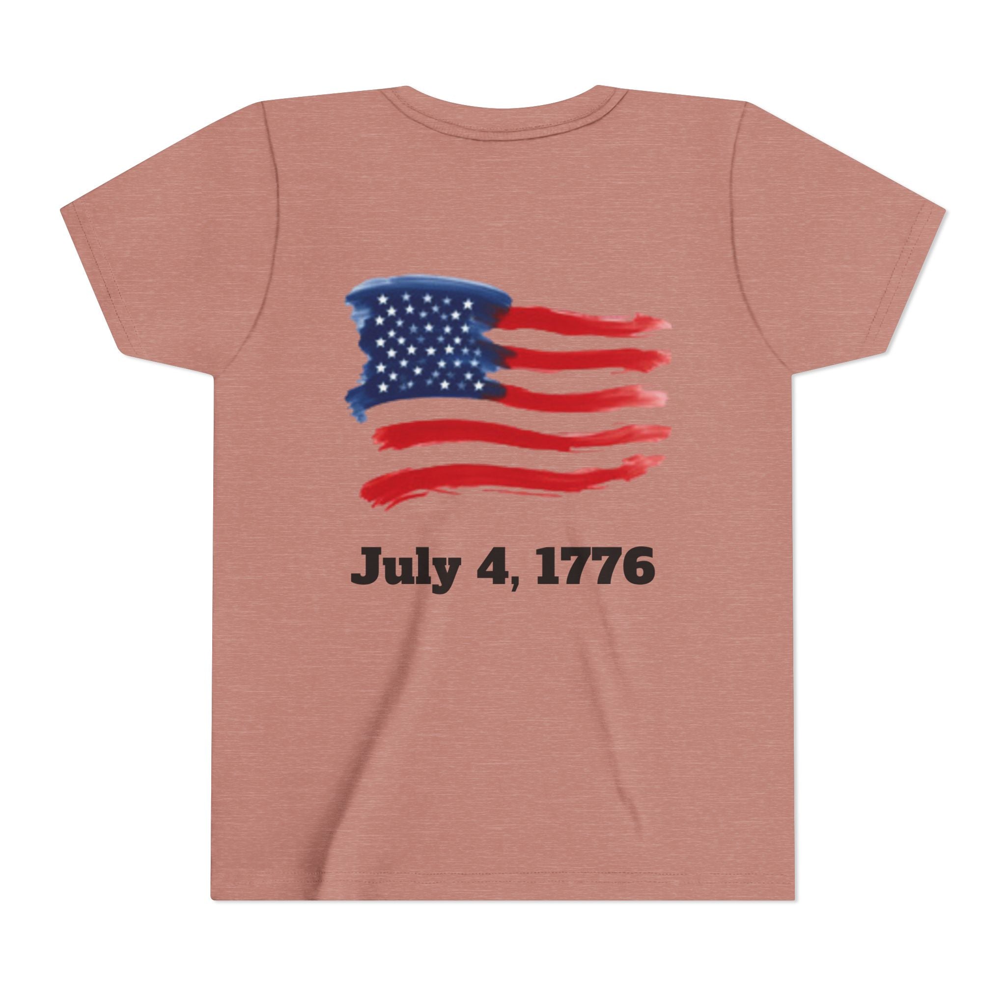 Youth T-shirt — Watercolor Rainbow & Paint Stroke American Flag Kids Shirt