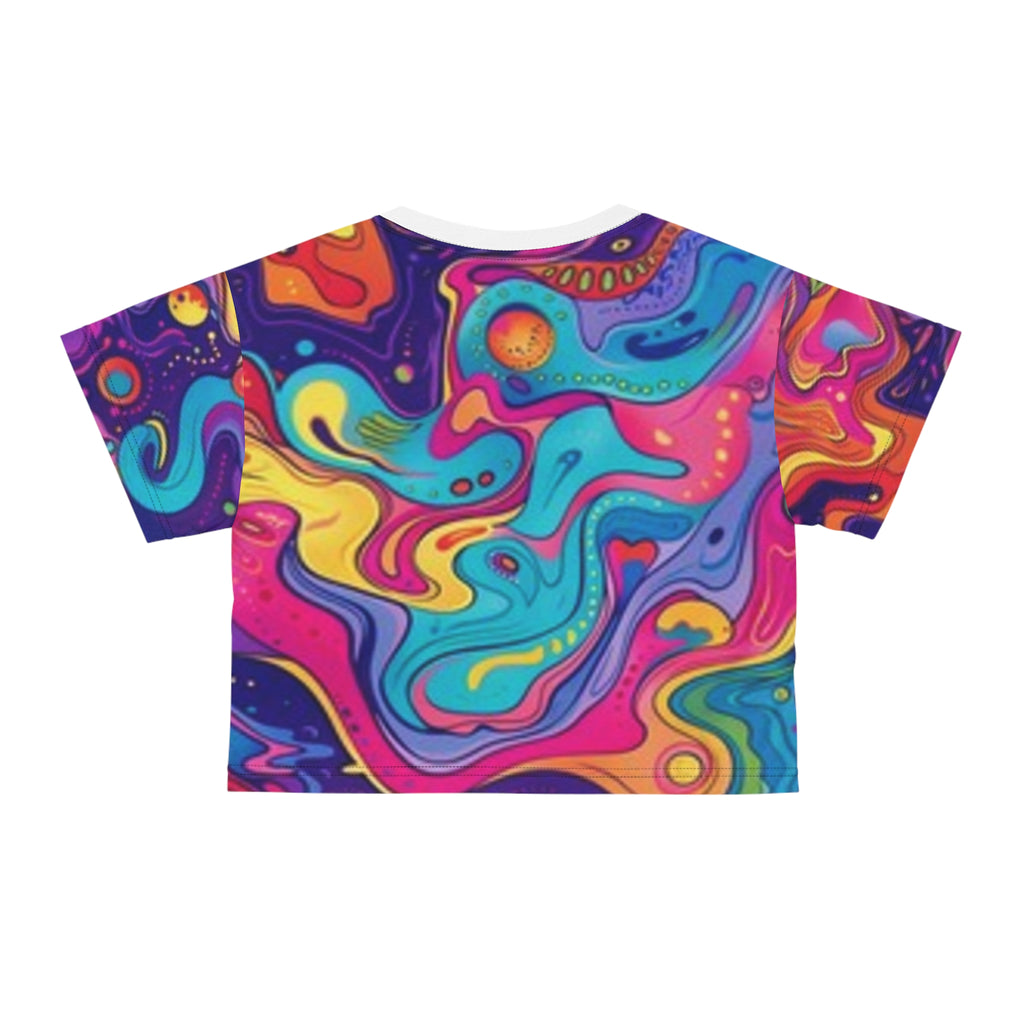 Psychedelic Swirl Crop T-shirt — Vibrant Abstract