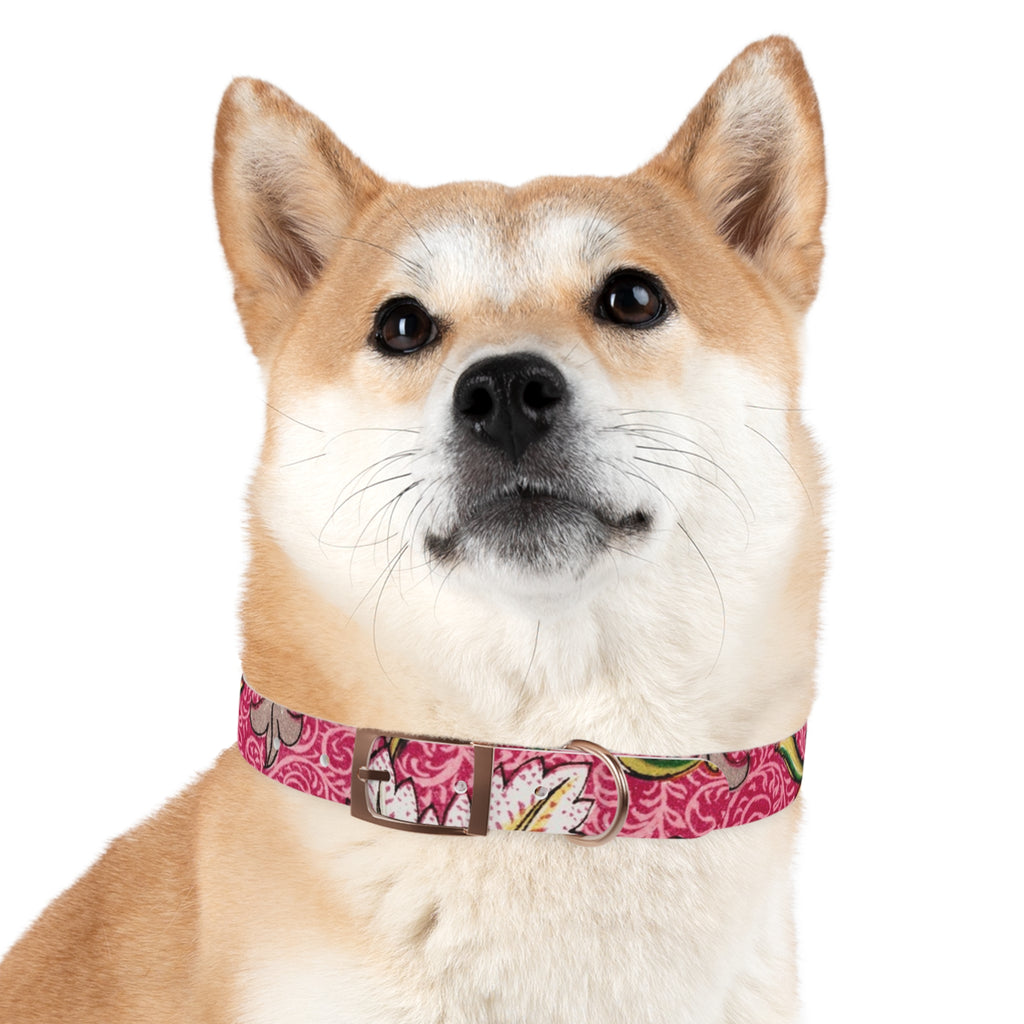 Floral Paisley Dog Collar — Pink Vintage Swirl Pattern
