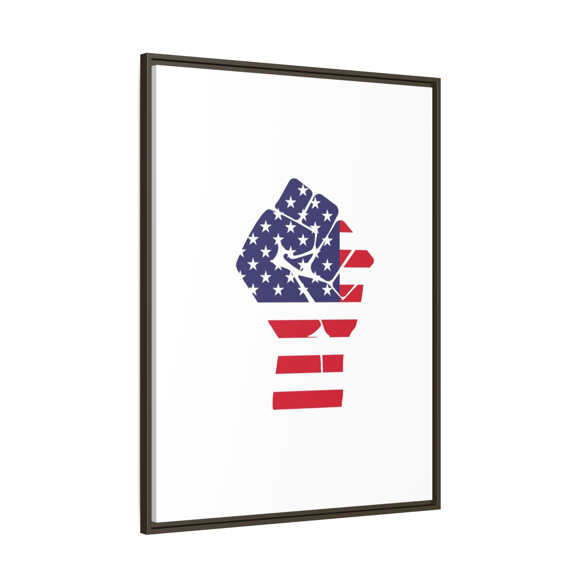 Framed Canvas Print – American Flag Fist Wall Art