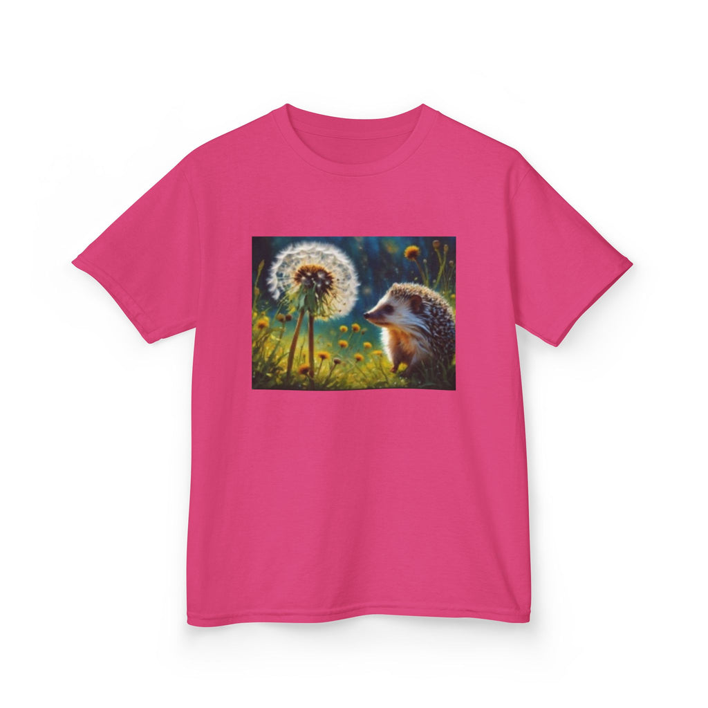 Kids Hedgehog & Dandelion T-Shirt — Whimsical Nature Tee for Children