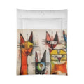 Colorful Abstract Cats Comforter — Modern Artistic Cat Bedding
