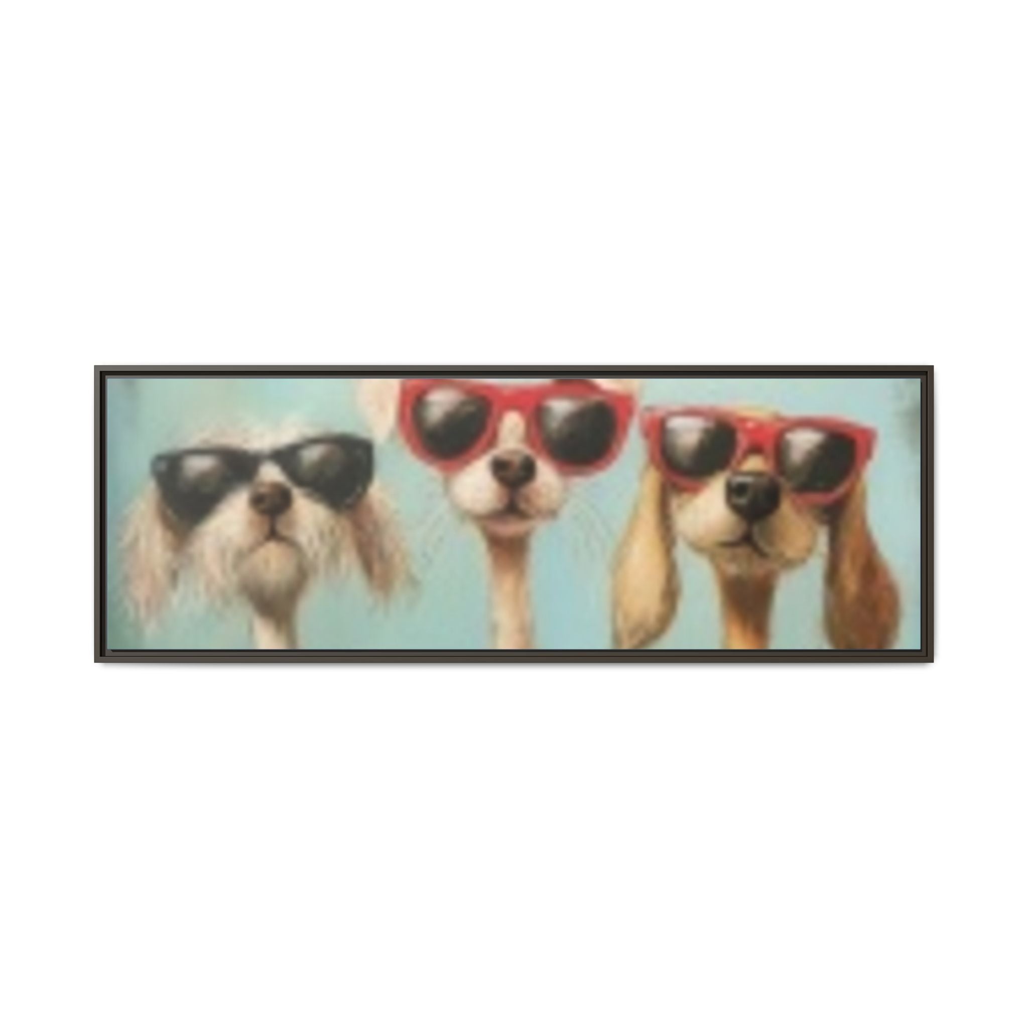 Framed Matte Canvas — Three Cool Dogs in Sunglasses Wall Art