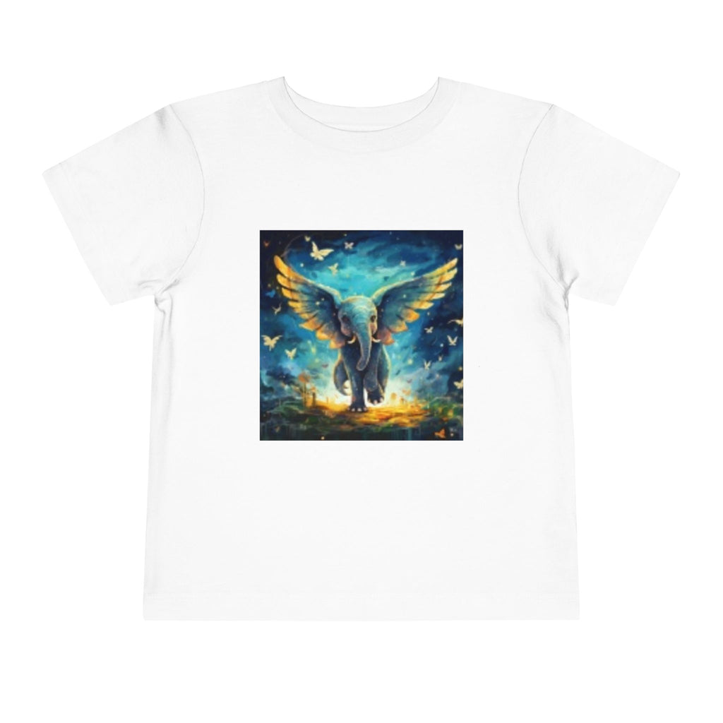 Toddler Tee — Angelic Flying Elephant Graphic Kids Shirt