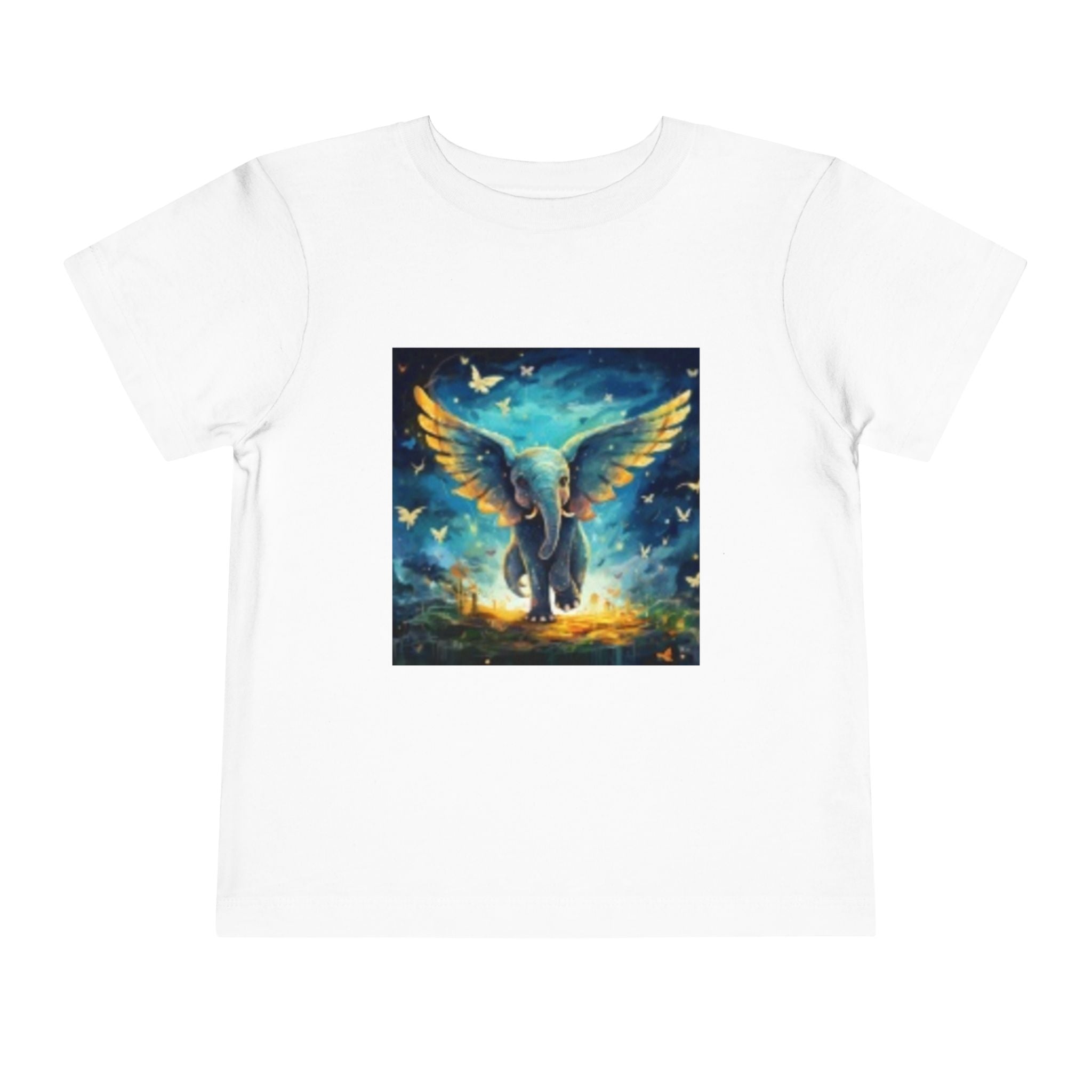 Toddler Tee — Angelic Flying Elephant Graphic Kids Shirt