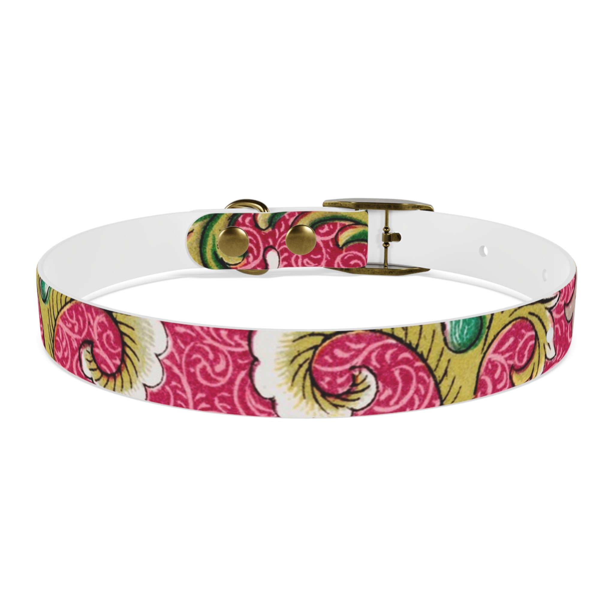 Floral Paisley Dog Collar — Pink Vintage Swirl Pattern