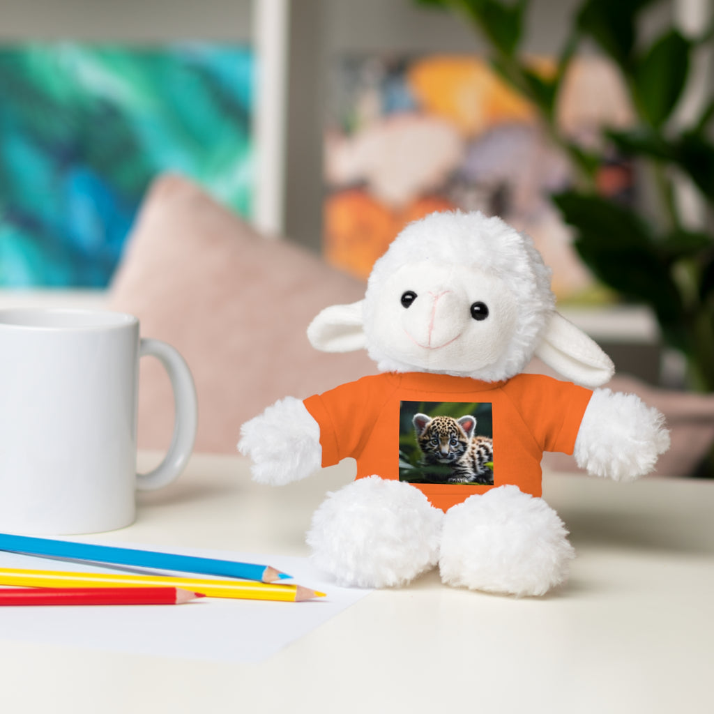 Plush Teddy Bear with Leopard Cub Tee — Cute Animal Gift for Kids & Wildlife Lovers
