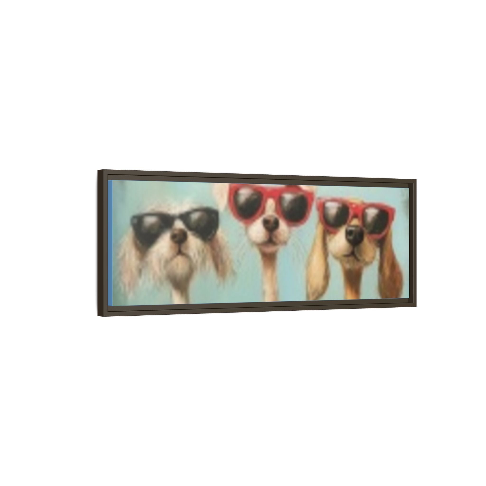 Framed Matte Canvas — Three Cool Dogs in Sunglasses Wall Art